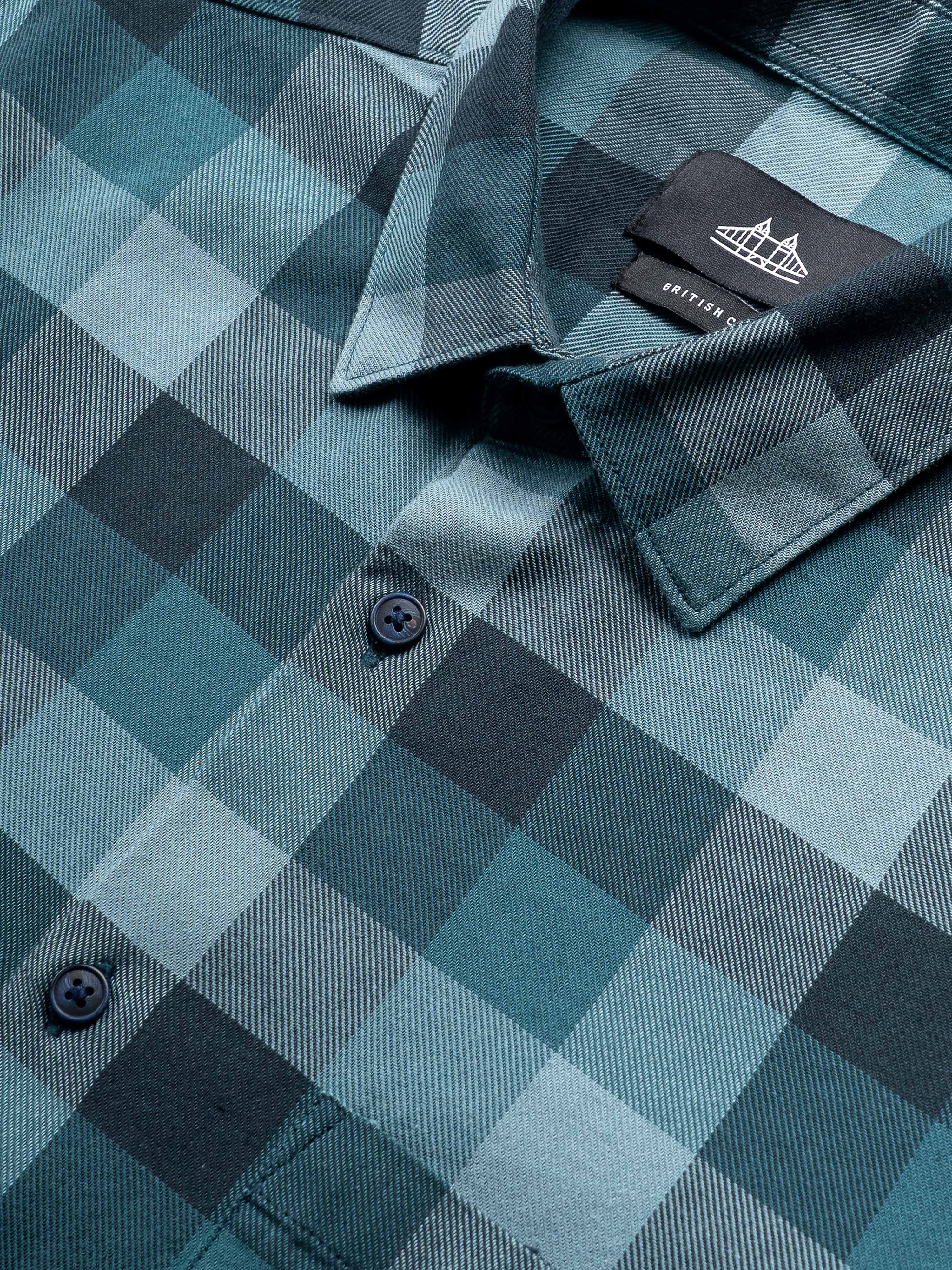 Men Blue Checked Shirt - Image 7