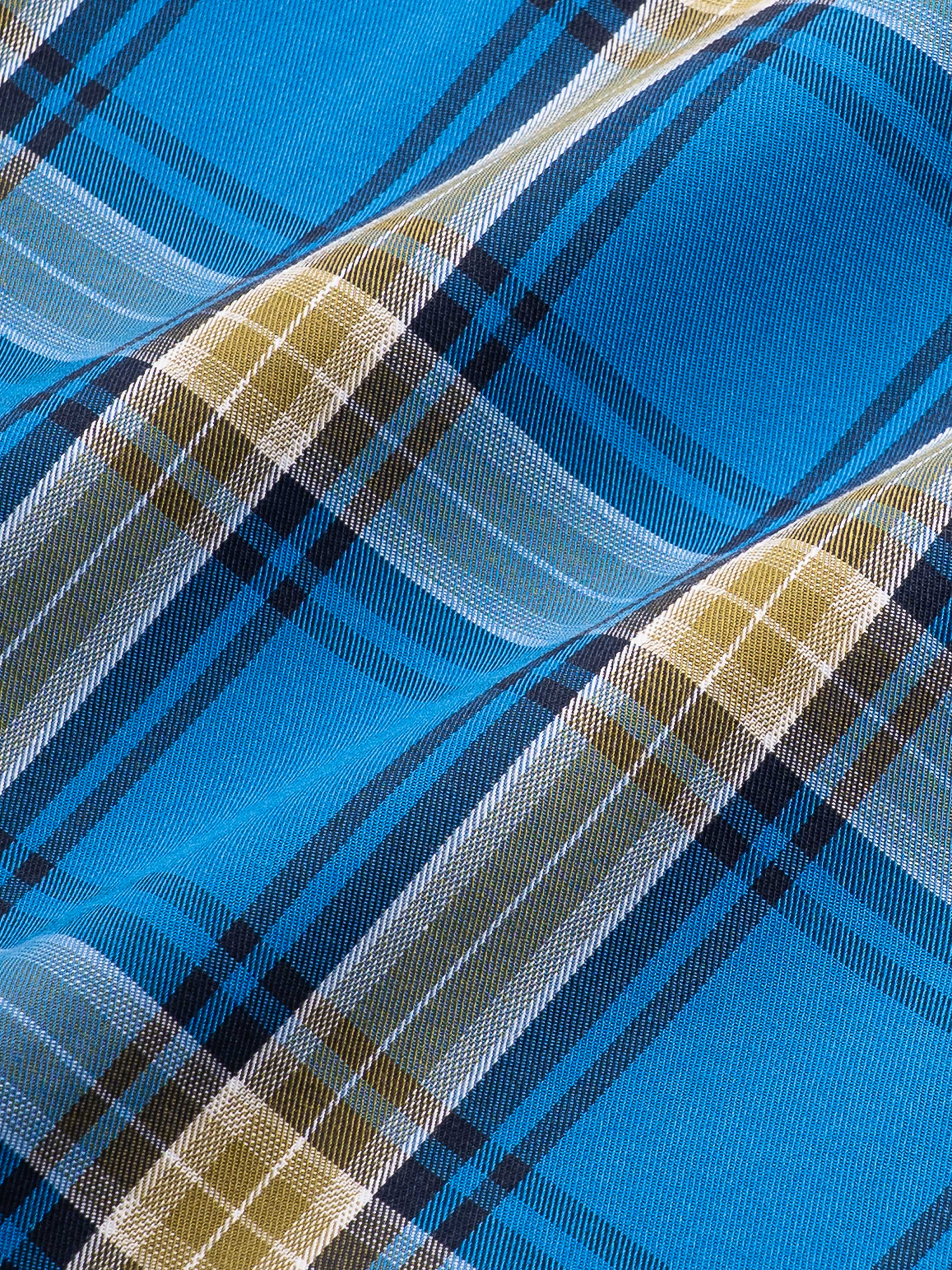 Men Blue Checked Shirt - Image 8