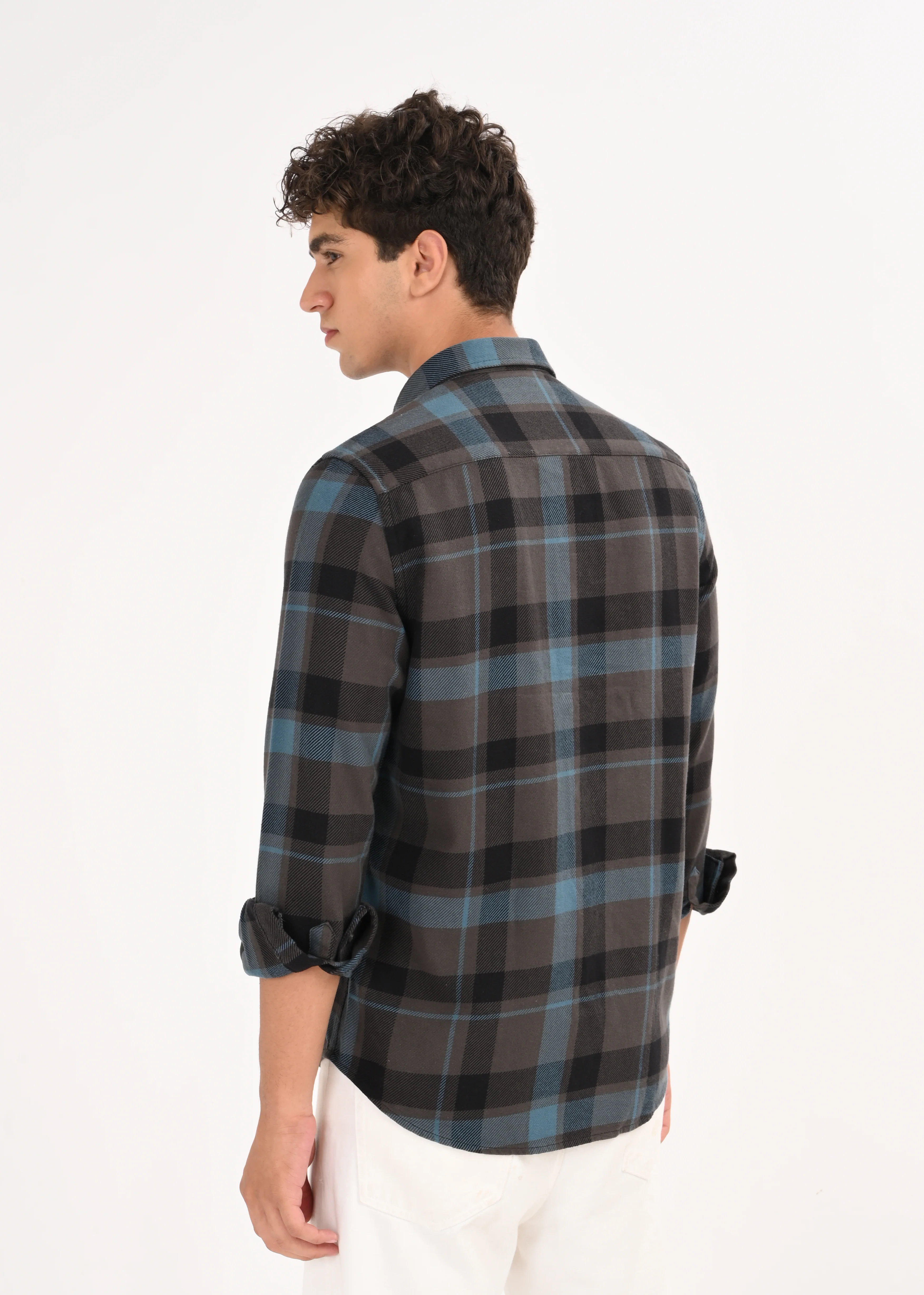Men Blue Classic Checked Shirt - Image 2