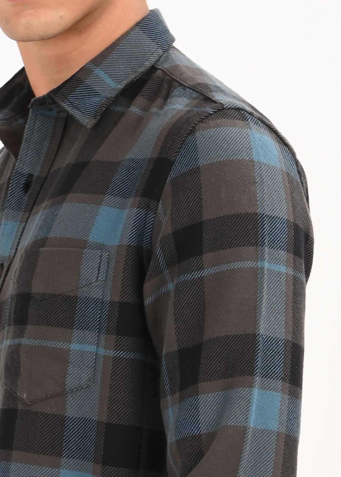 Men Blue Classic Checked Shirt - Image 3