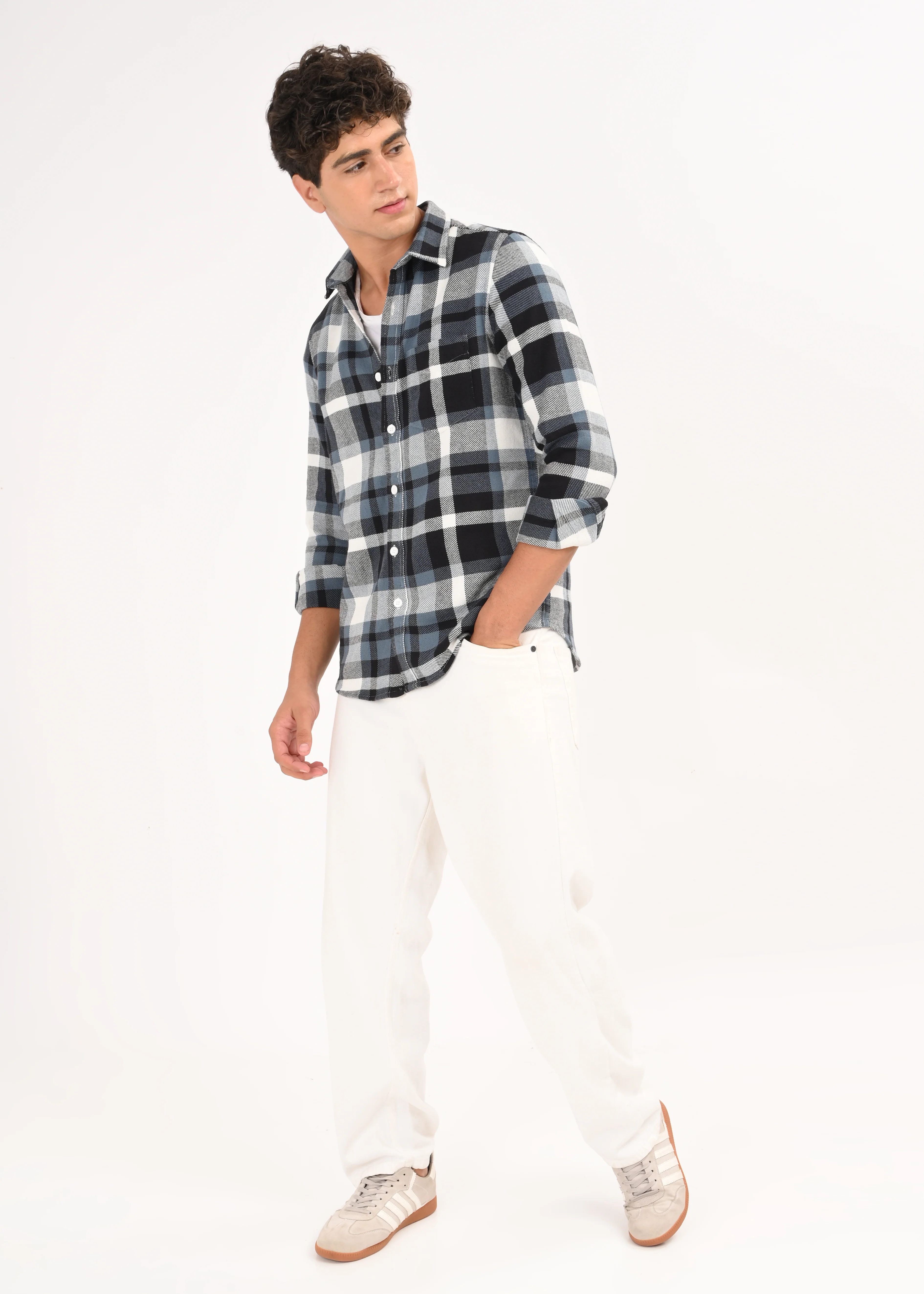 Men Blue Classic Checked Shirt - Image 10