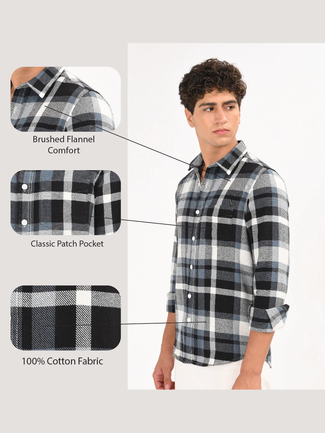 Men Blue Classic Checked Shirt - Image 12