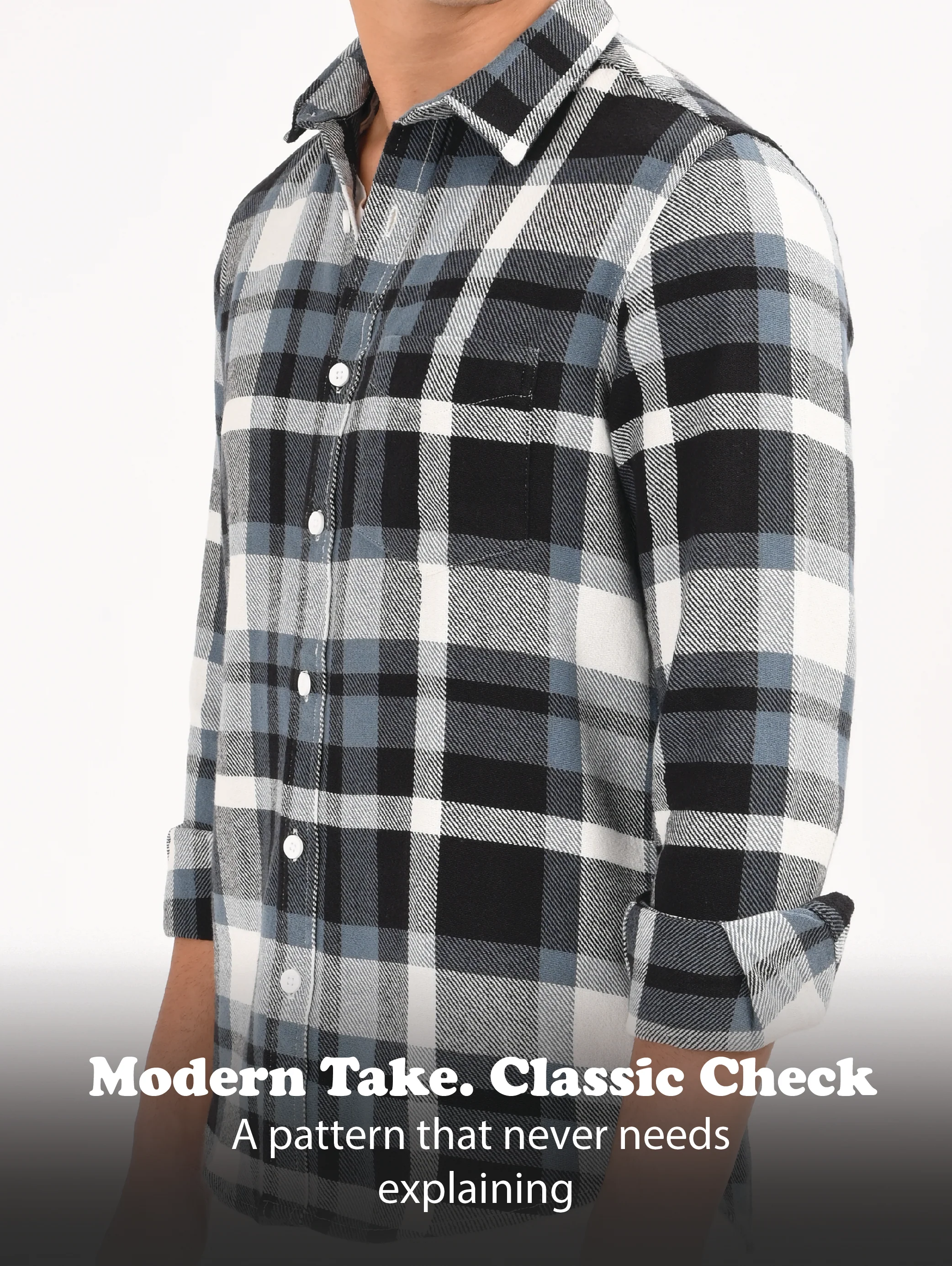 Men Blue Classic Checked Shirt - Image 13