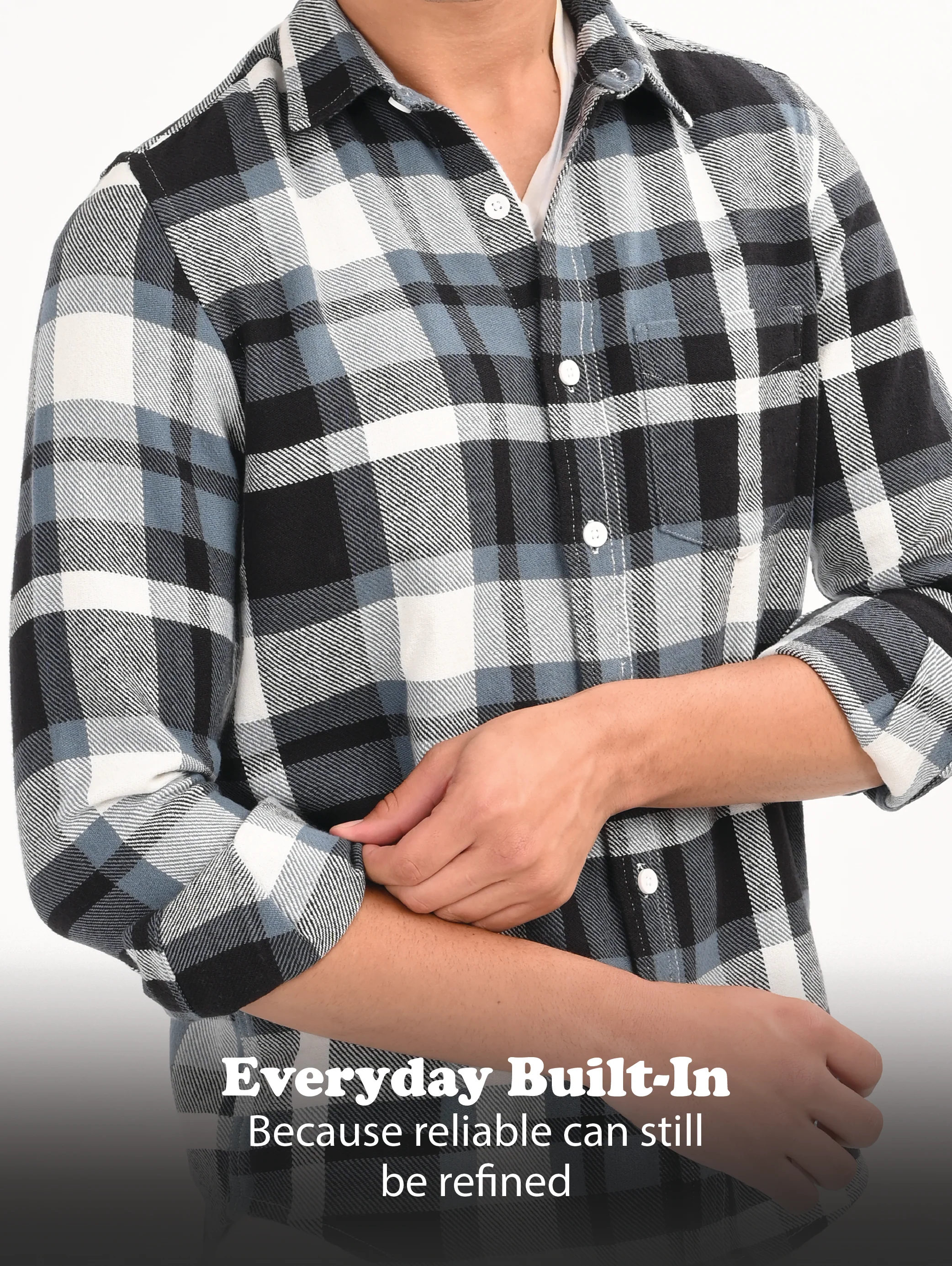 Men Blue Classic Checked Shirt - Image 15