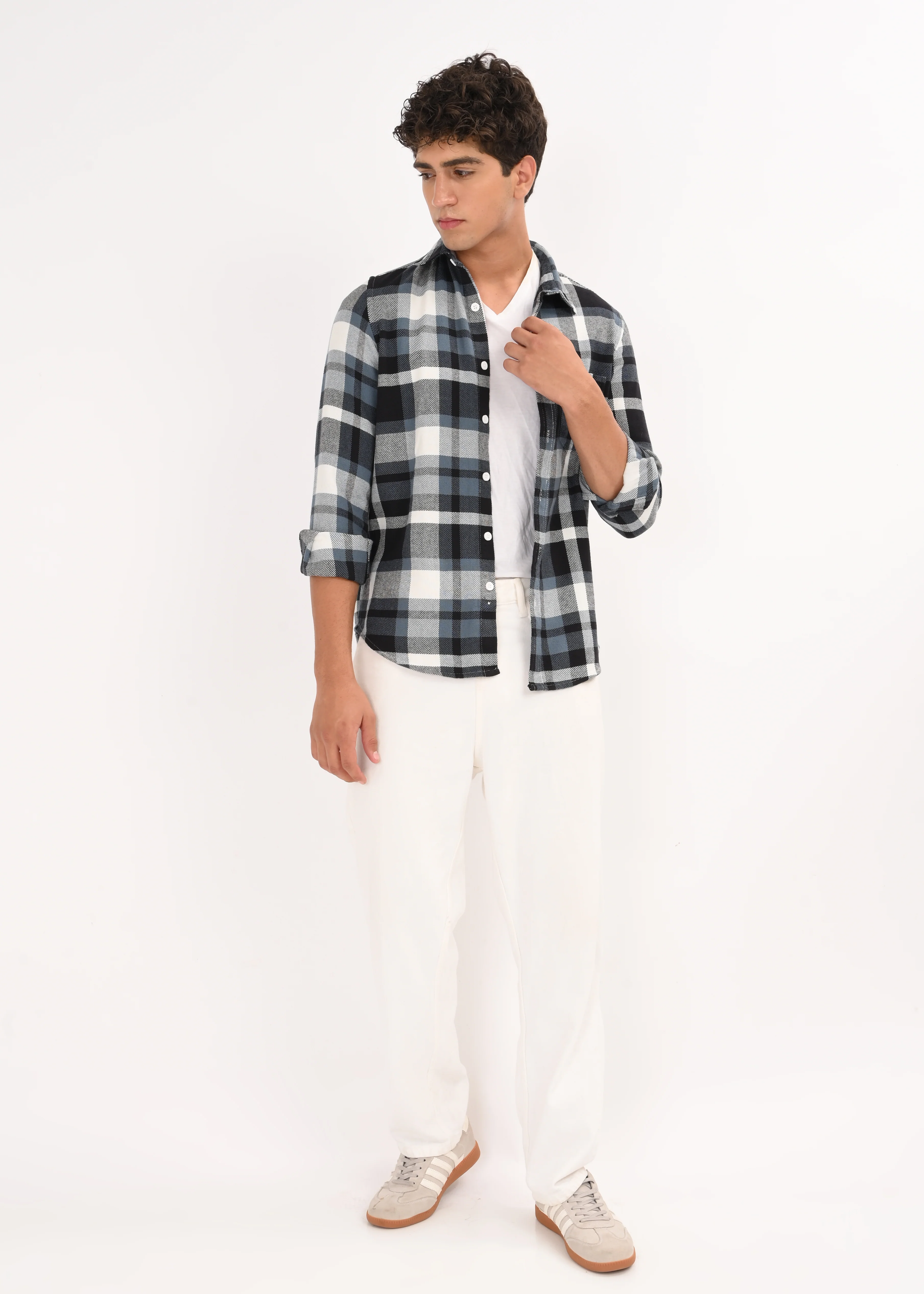 Men Blue Classic Checked Shirt - Image 2