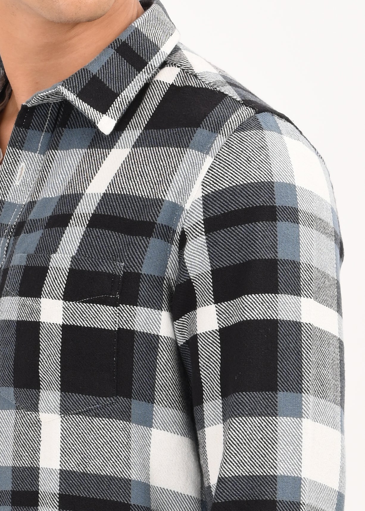 Men Blue Classic Checked Shirt - Image 5