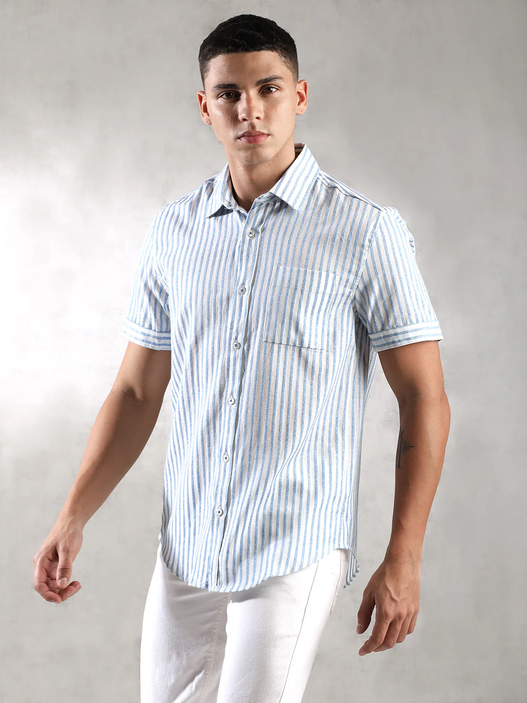 Men Blue Comfort Fit Shirt - Image 4