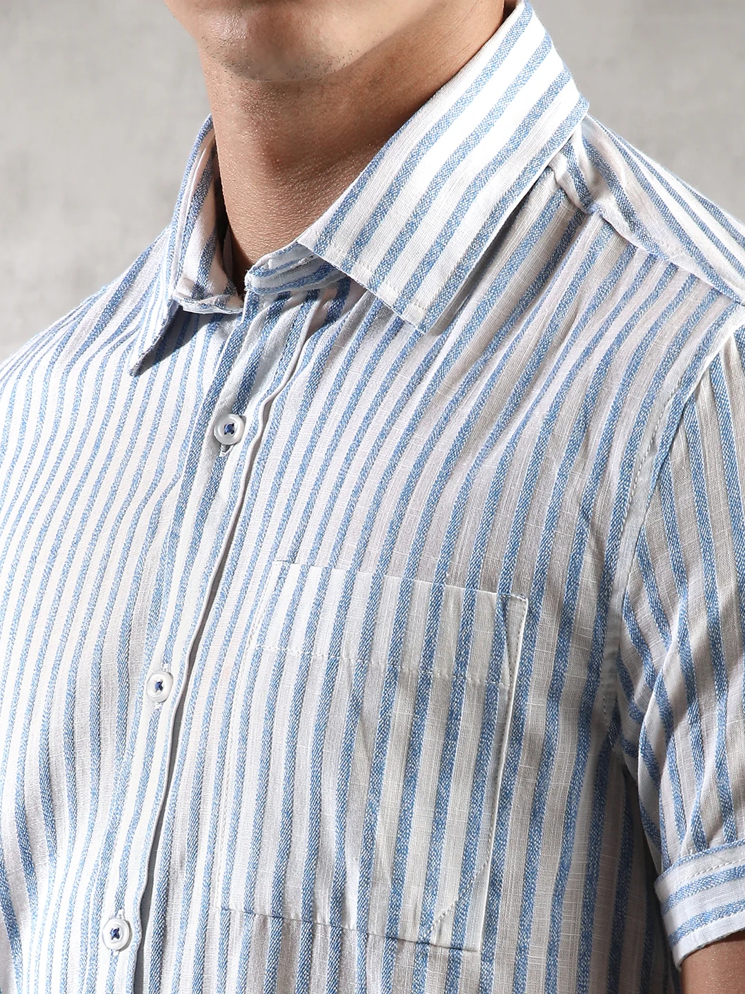 Men Blue Comfort Fit Shirt - Image 6