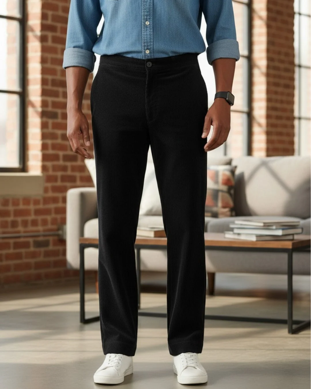 Men Blue Corduroy Pant - Image 2