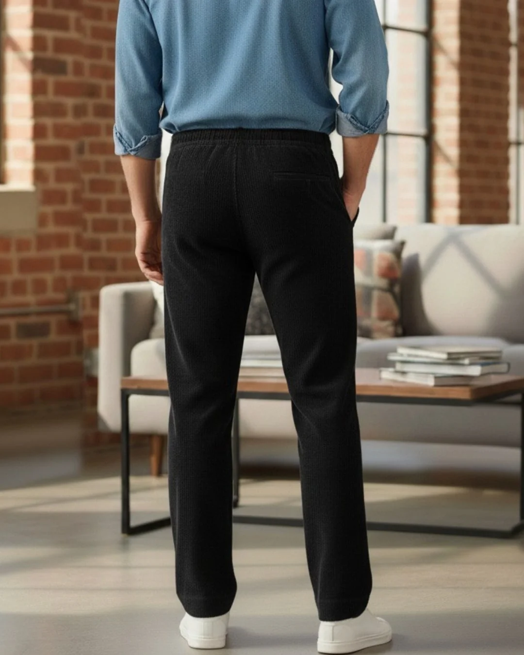 Men Blue Corduroy Pant - Image 4