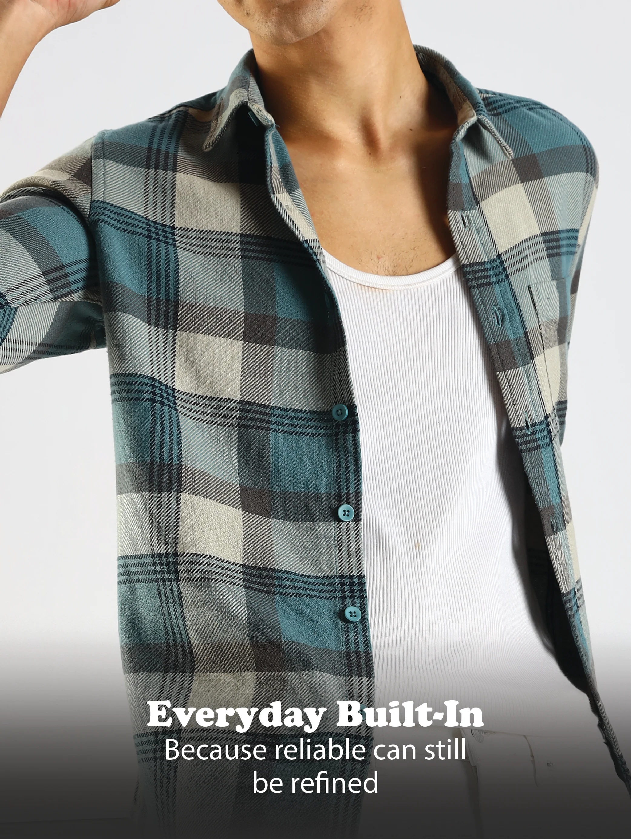 Men Blue Cotton Blend Checked Shirt - Image 13