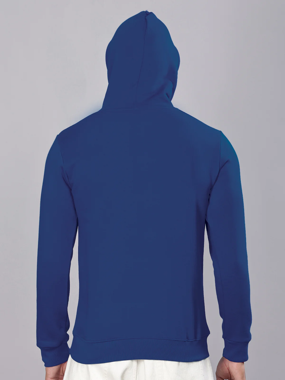 Men Blue Cotton Fleece Hoodie - Image 2