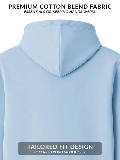 Men Blue Cotton Fleece Hoodie - Image 4