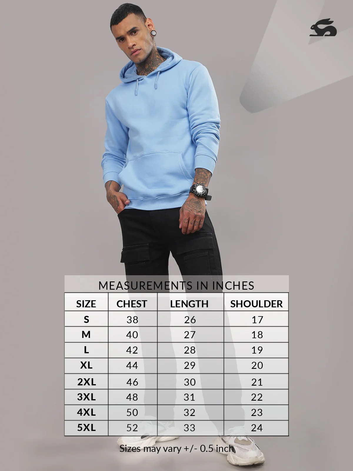Men Blue Cotton Fleece Printed Hoodie - Image 6