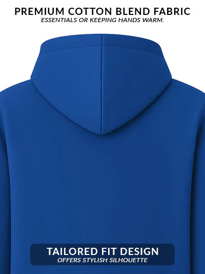 Men Blue Cotton Fleece Printed Hoodie - Image 4