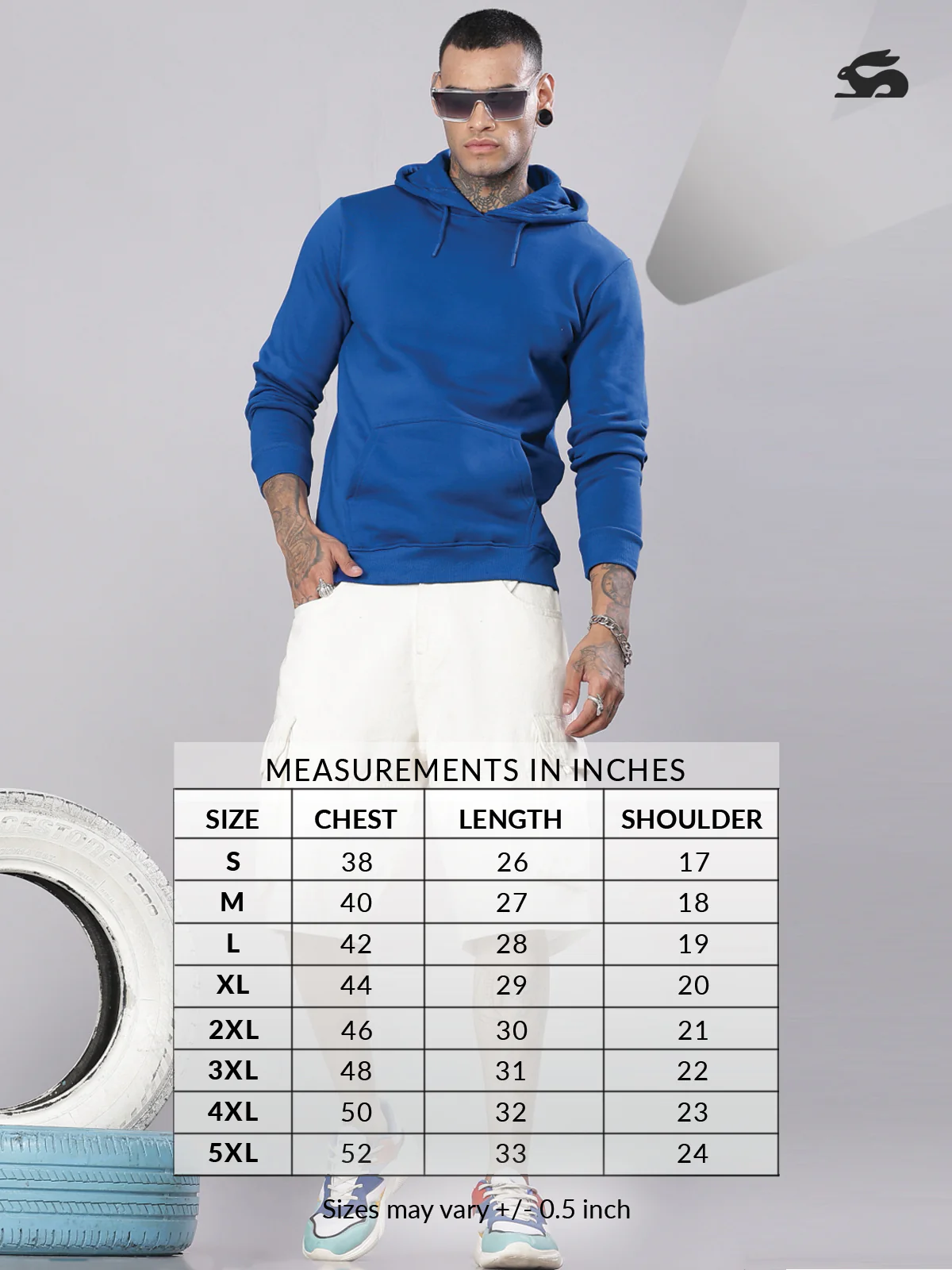 Men Blue Cotton Fleece Printed Hoodie - Image 6