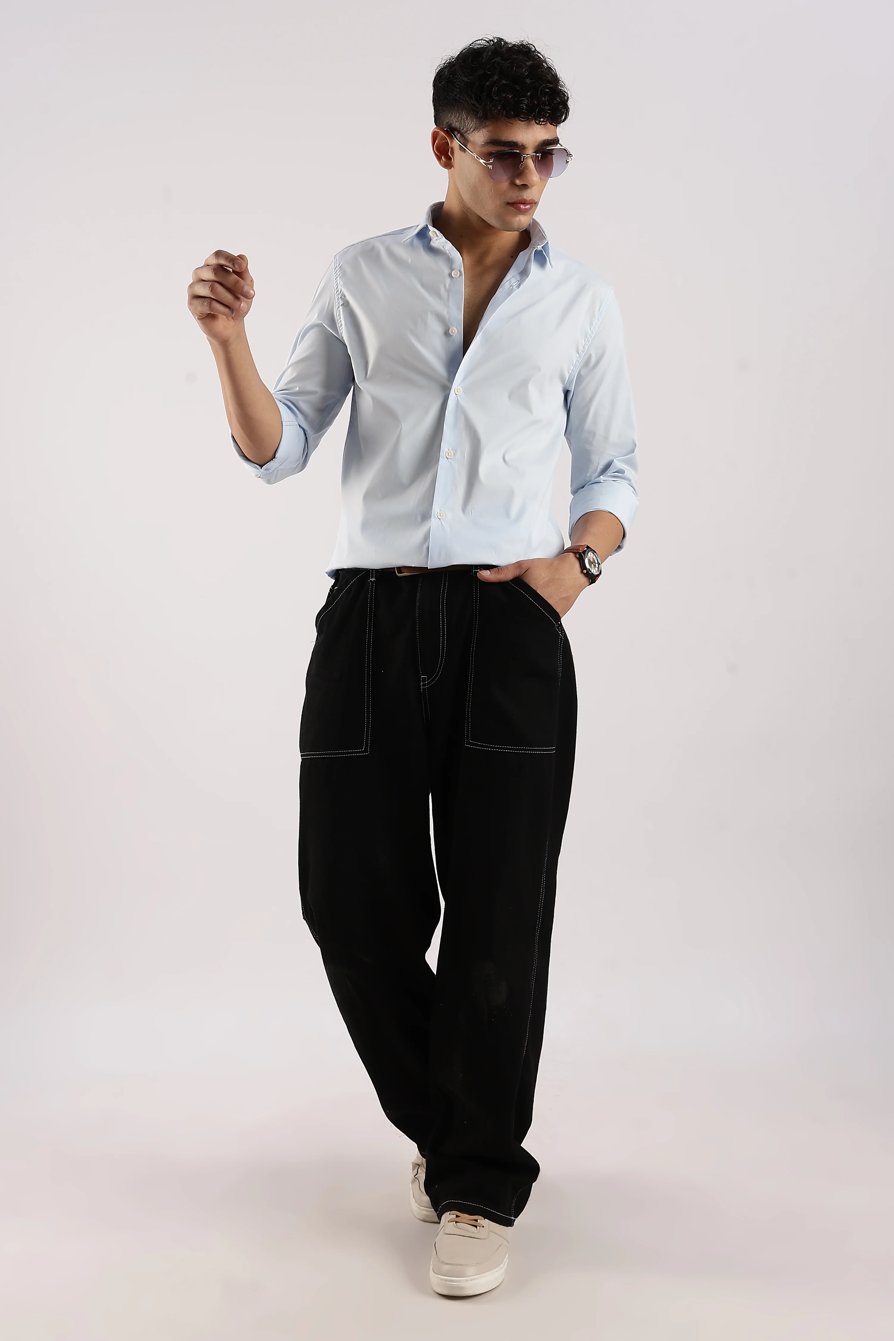 Men Blue Cotton Lycra Shirt - Image 10