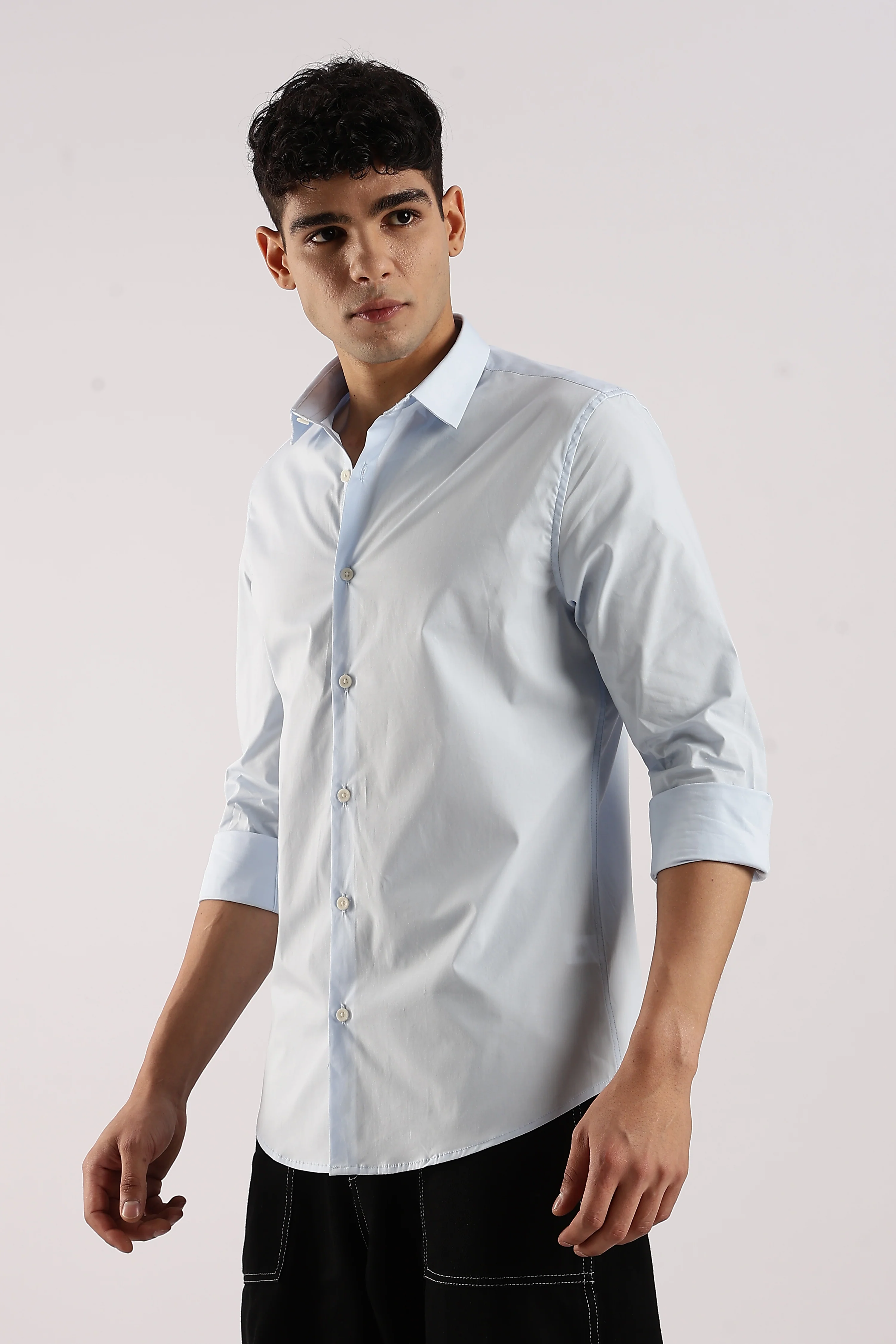 Men Blue Cotton Lycra Shirt - Image 4