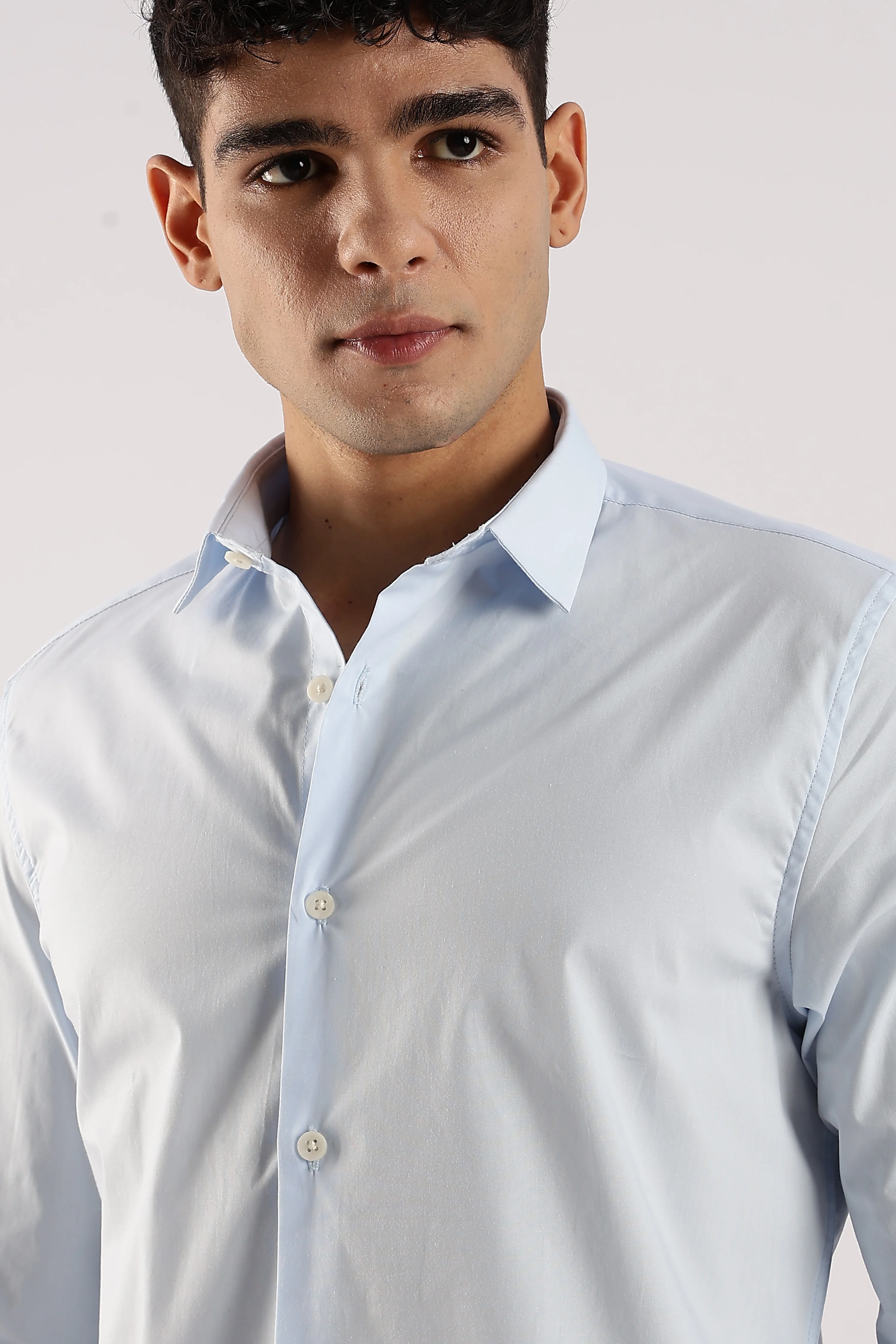Men Blue Cotton Lycra Shirt - Image 5