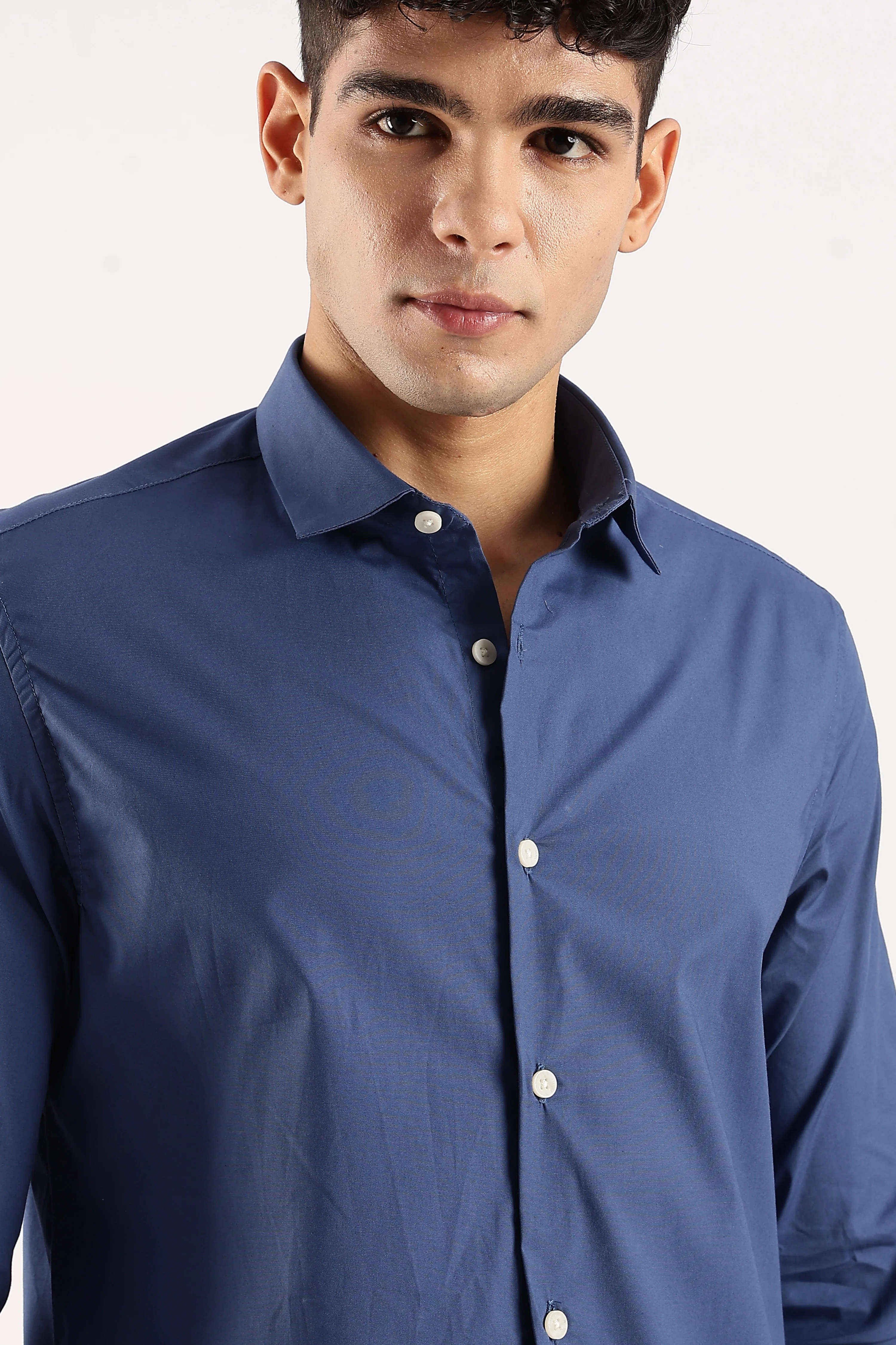 Men Blue Cotton Lycra Shirt - Image 7