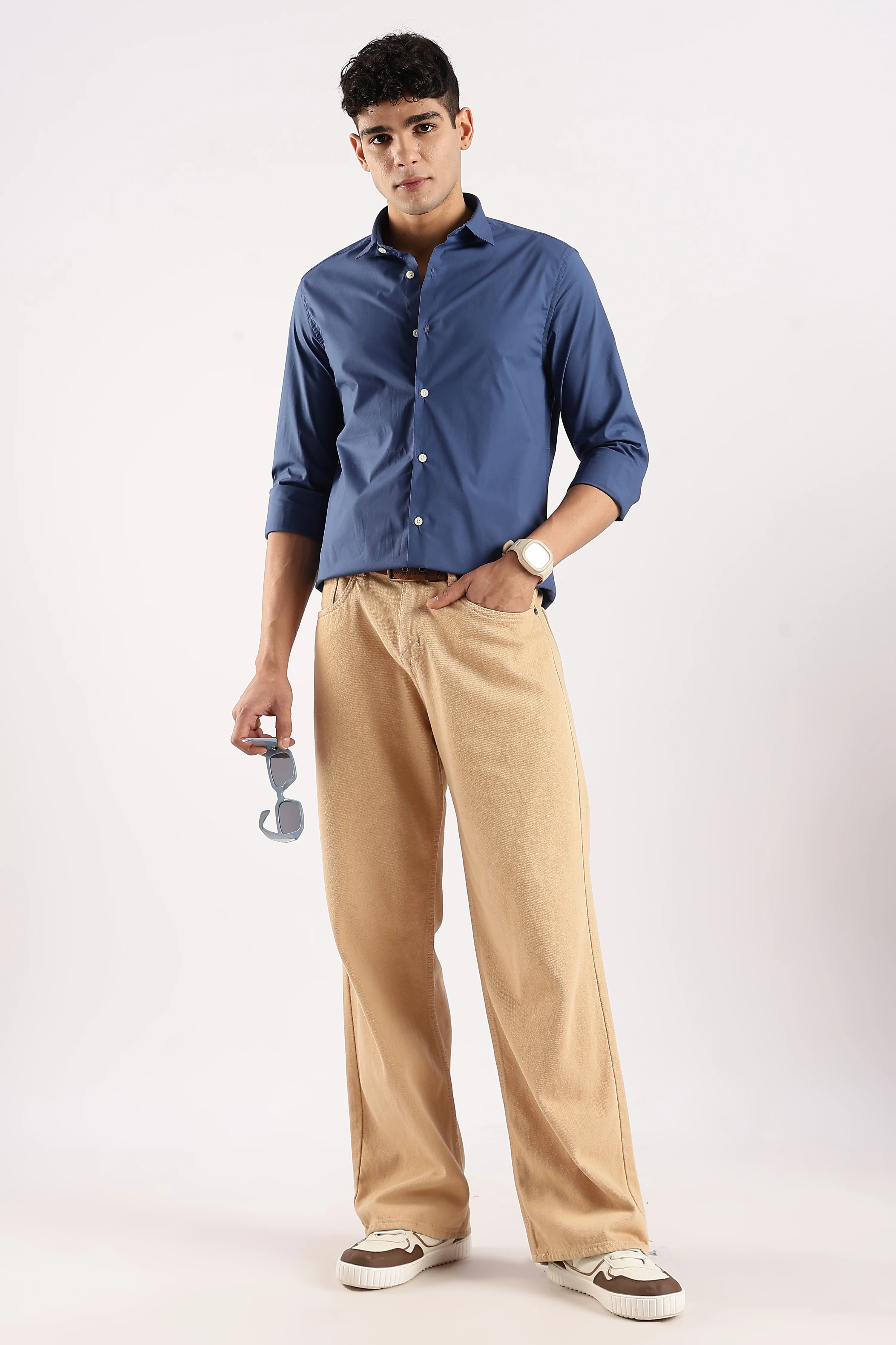 Men Blue Cotton Lycra Shirt - Image 8