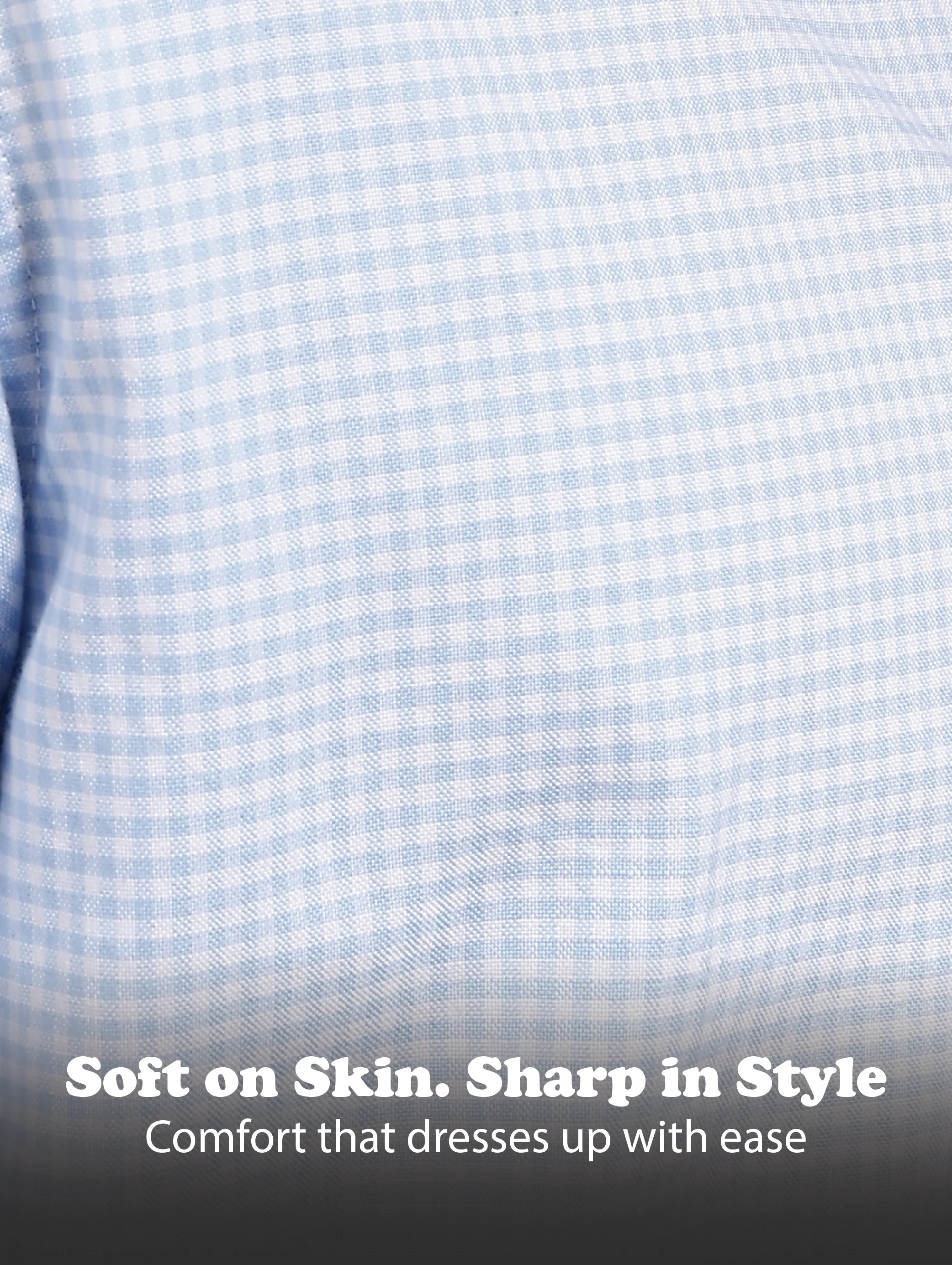 Men Blue Cotton Oxford Slim Fit Mini Checks Shirt - Image 4