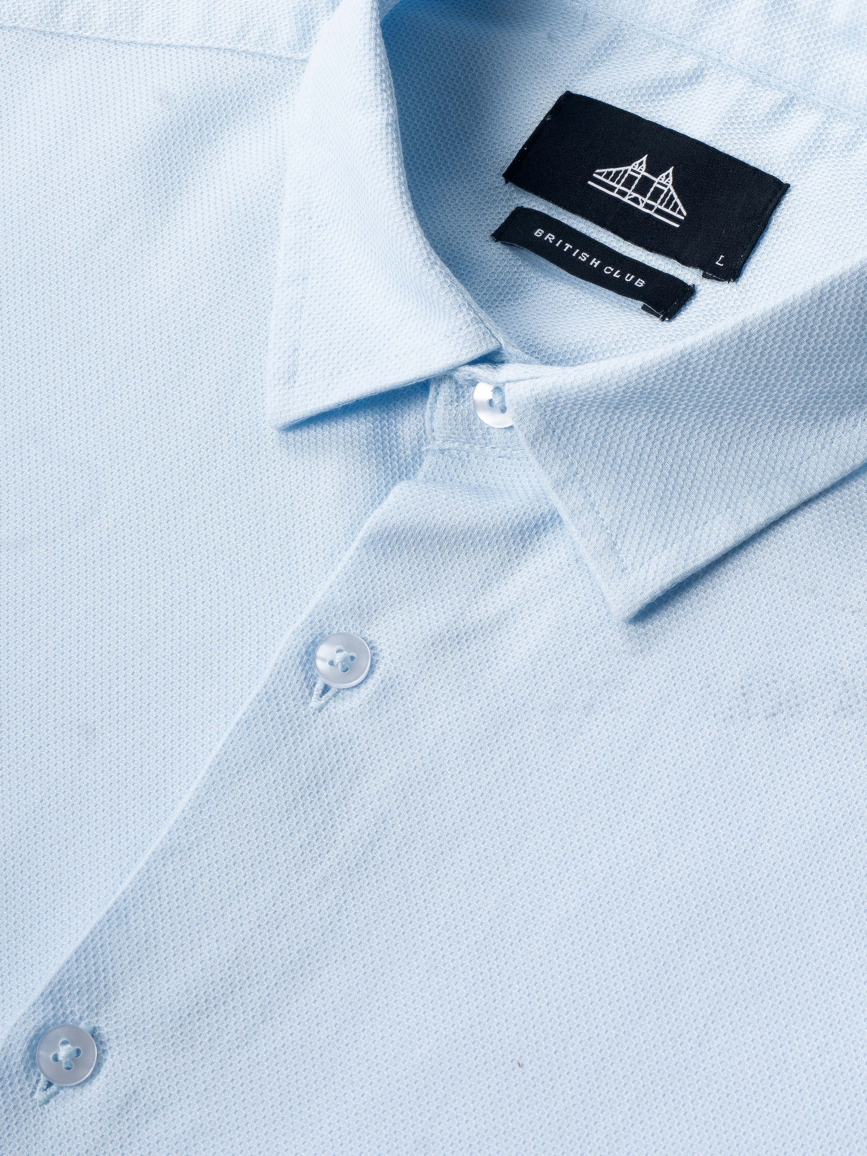 Men Blue Cotton Shirt - Image 8