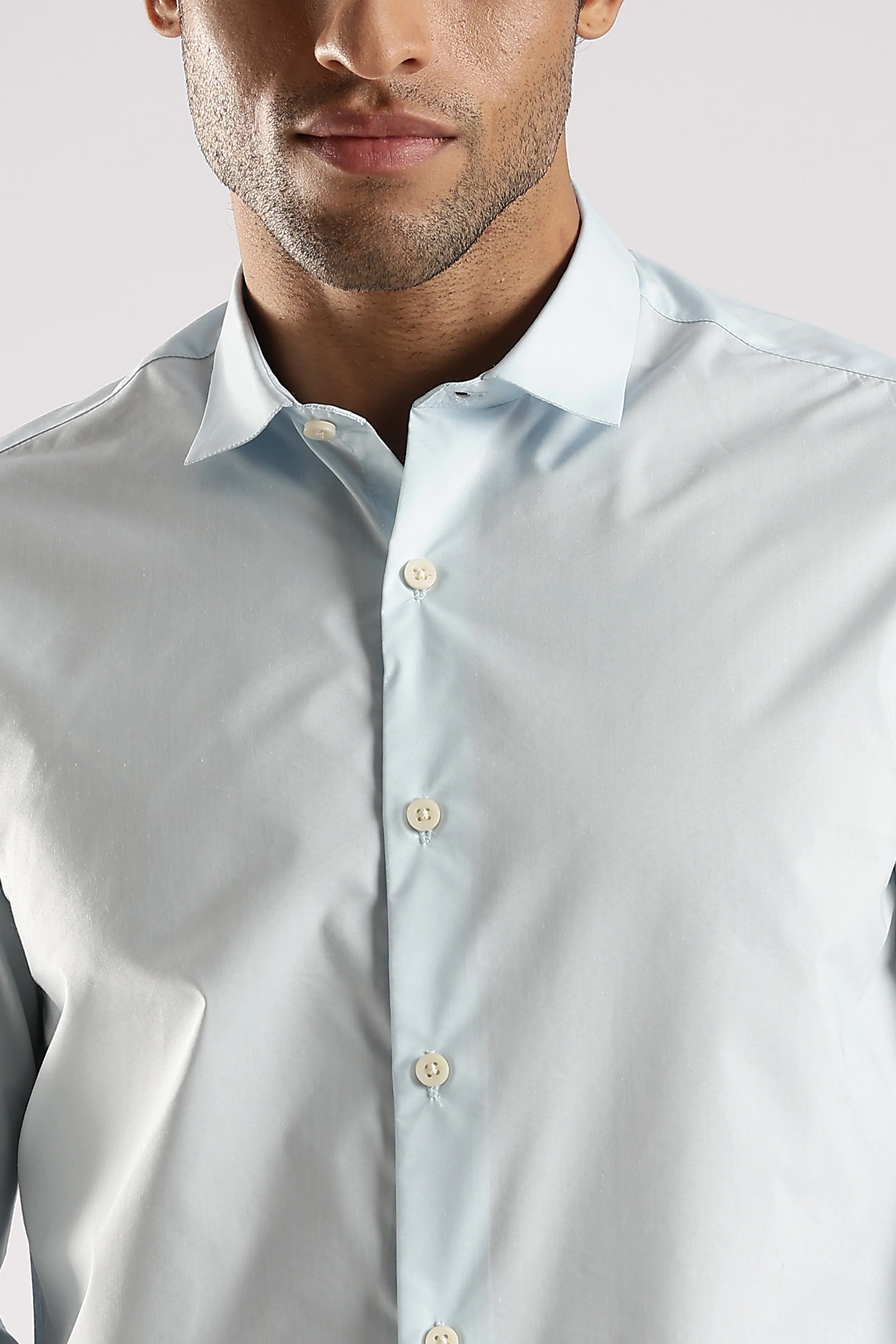Men Blue Cotton Slim Fit Shirt - Image 5
