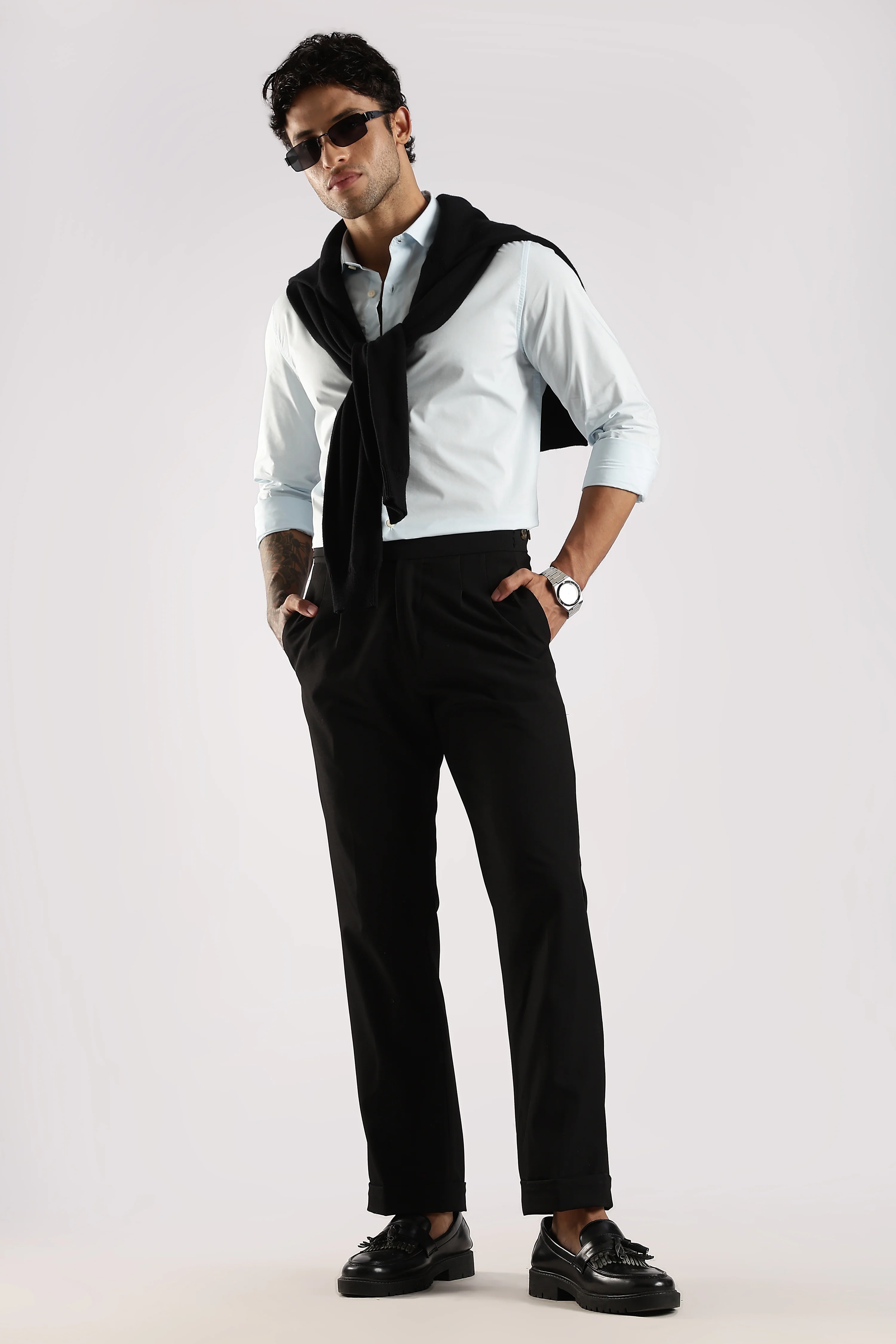 Men Blue Cotton Slim Fit Shirt - Image 8