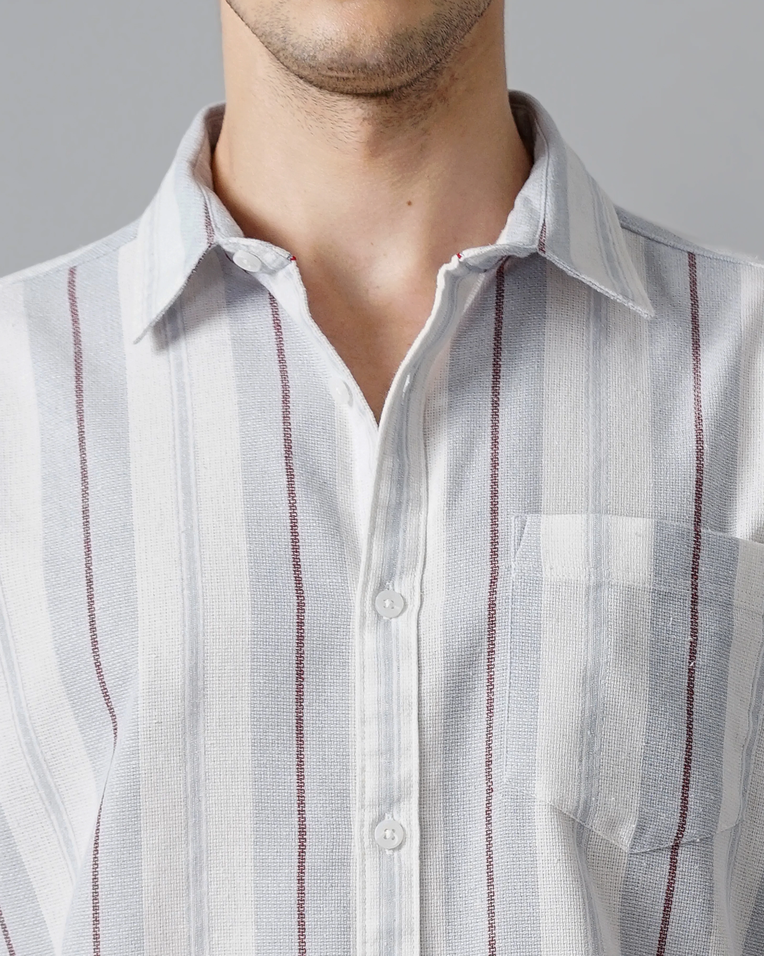 Men Blue Cotton Slim Shirt - Image 2