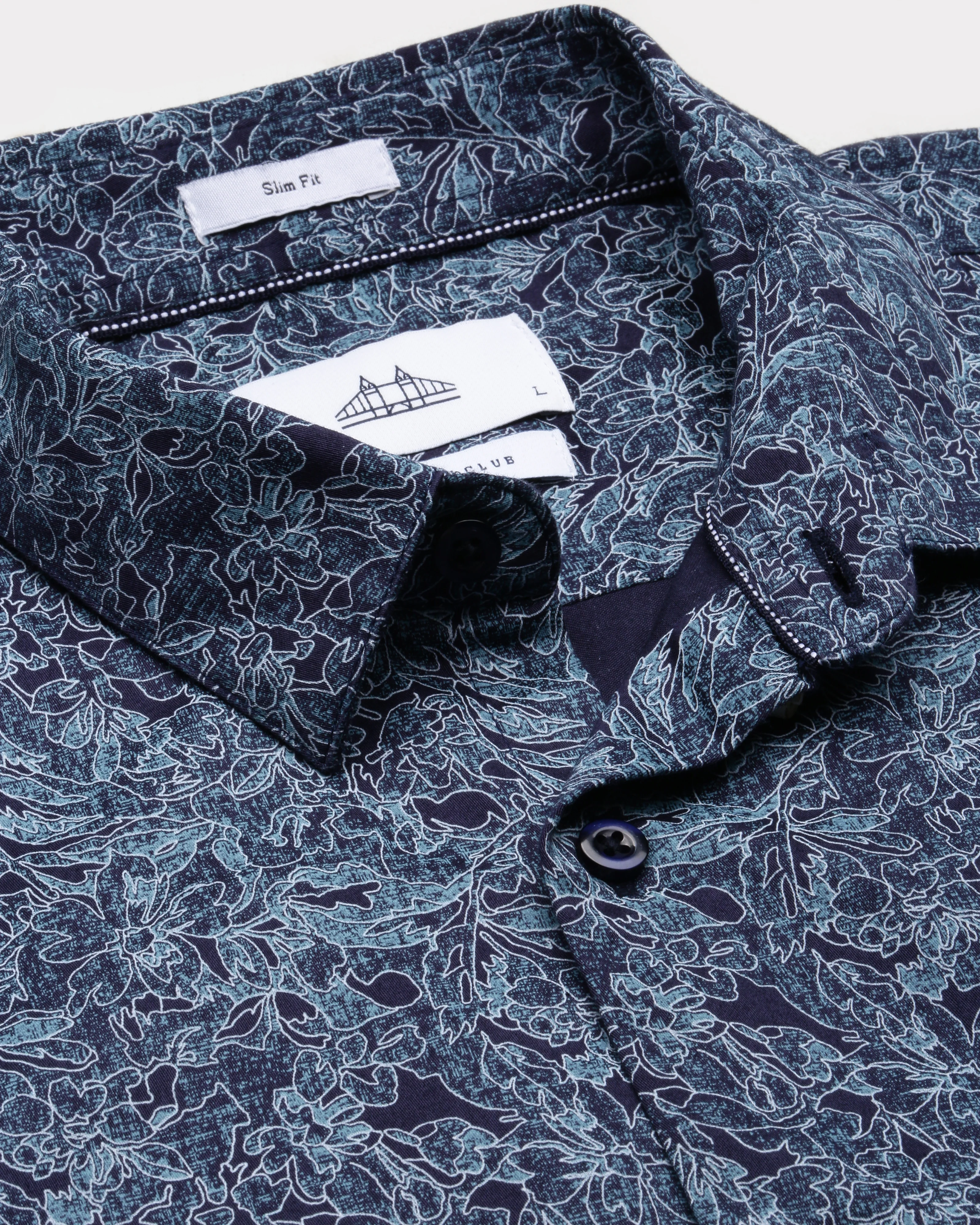 Men Blue Cotton Slim Shirt - Image 3
