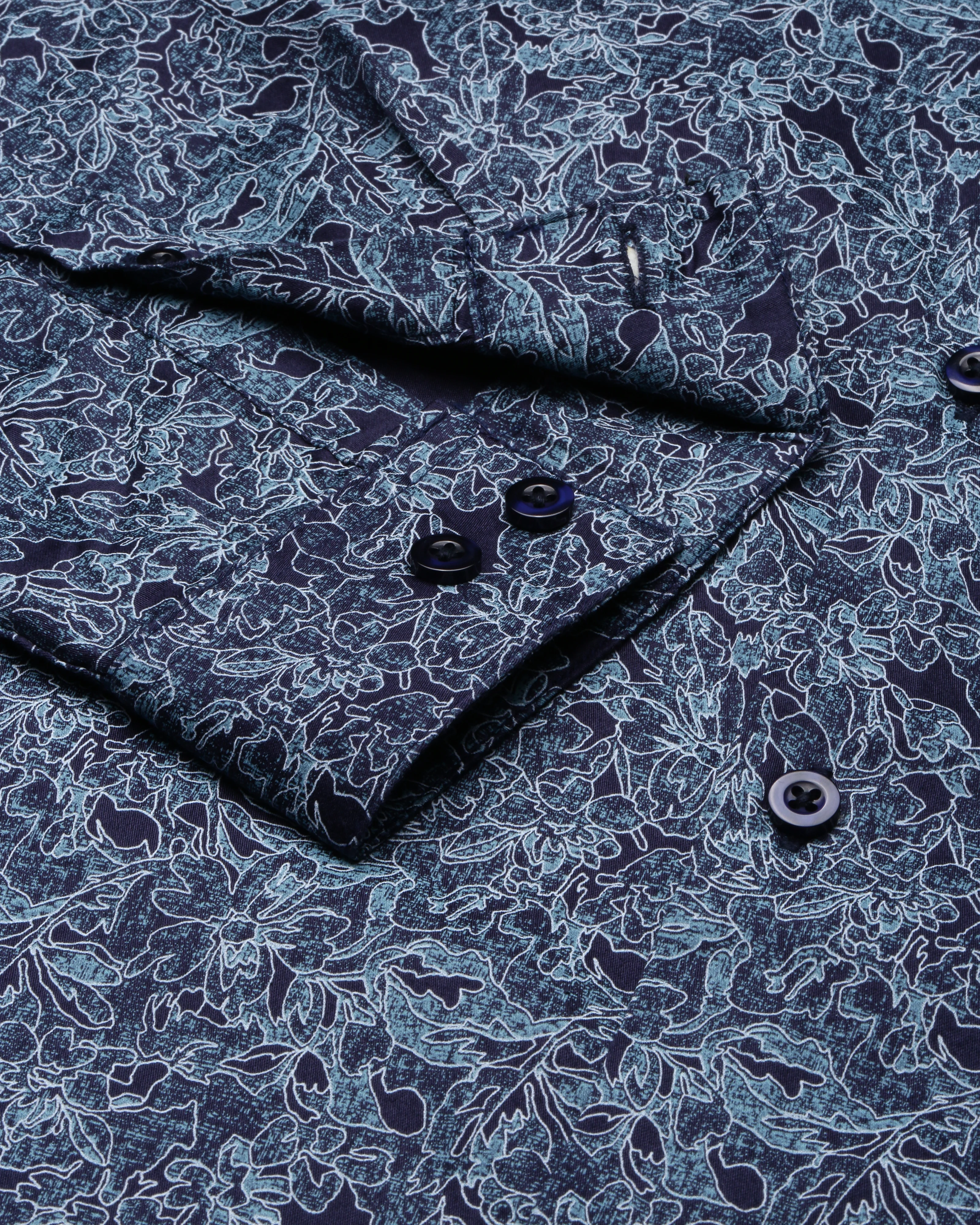 Men Blue Cotton Slim Shirt - Image 4
