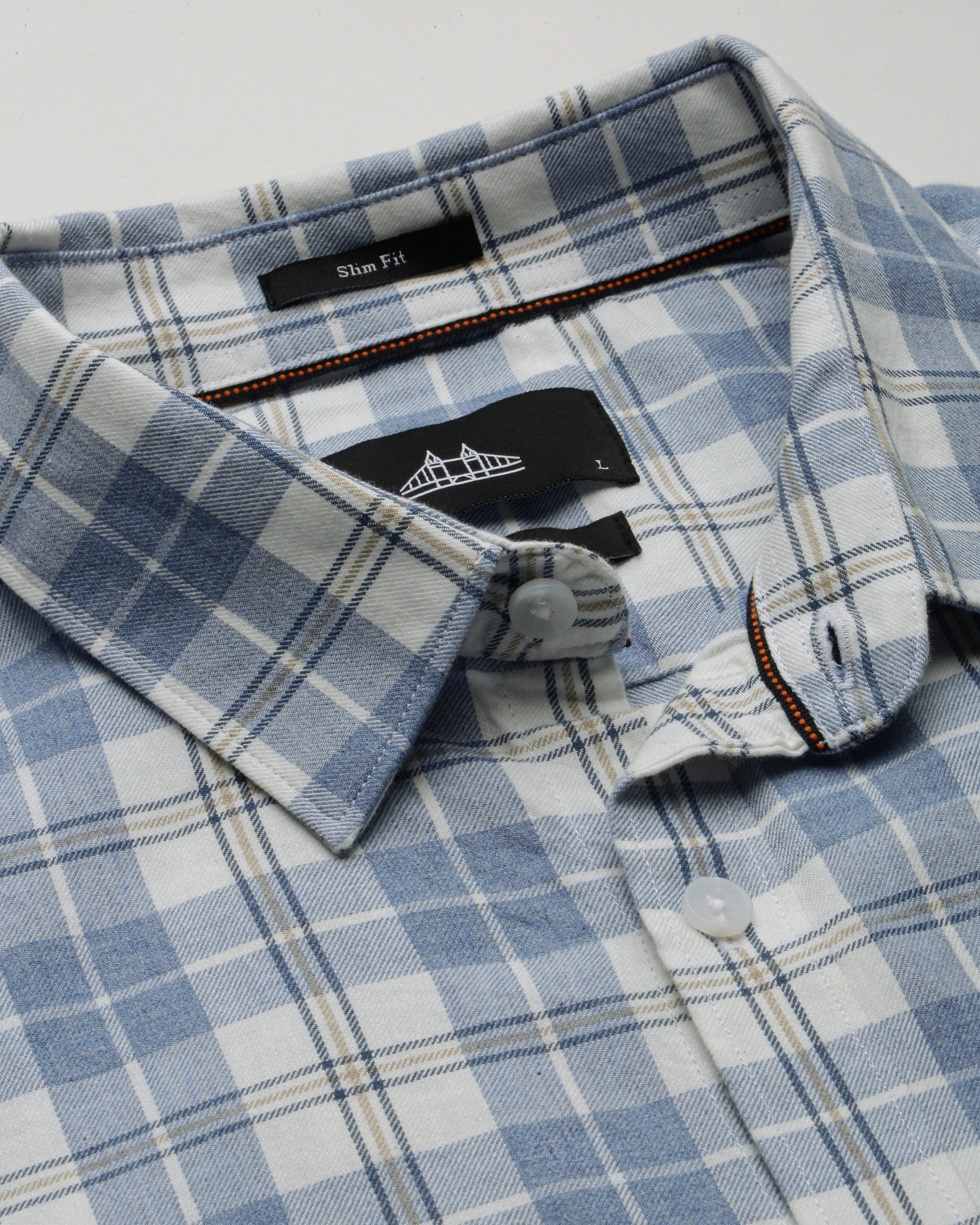 Men Blue Cotton Slim Shirt - Image 5