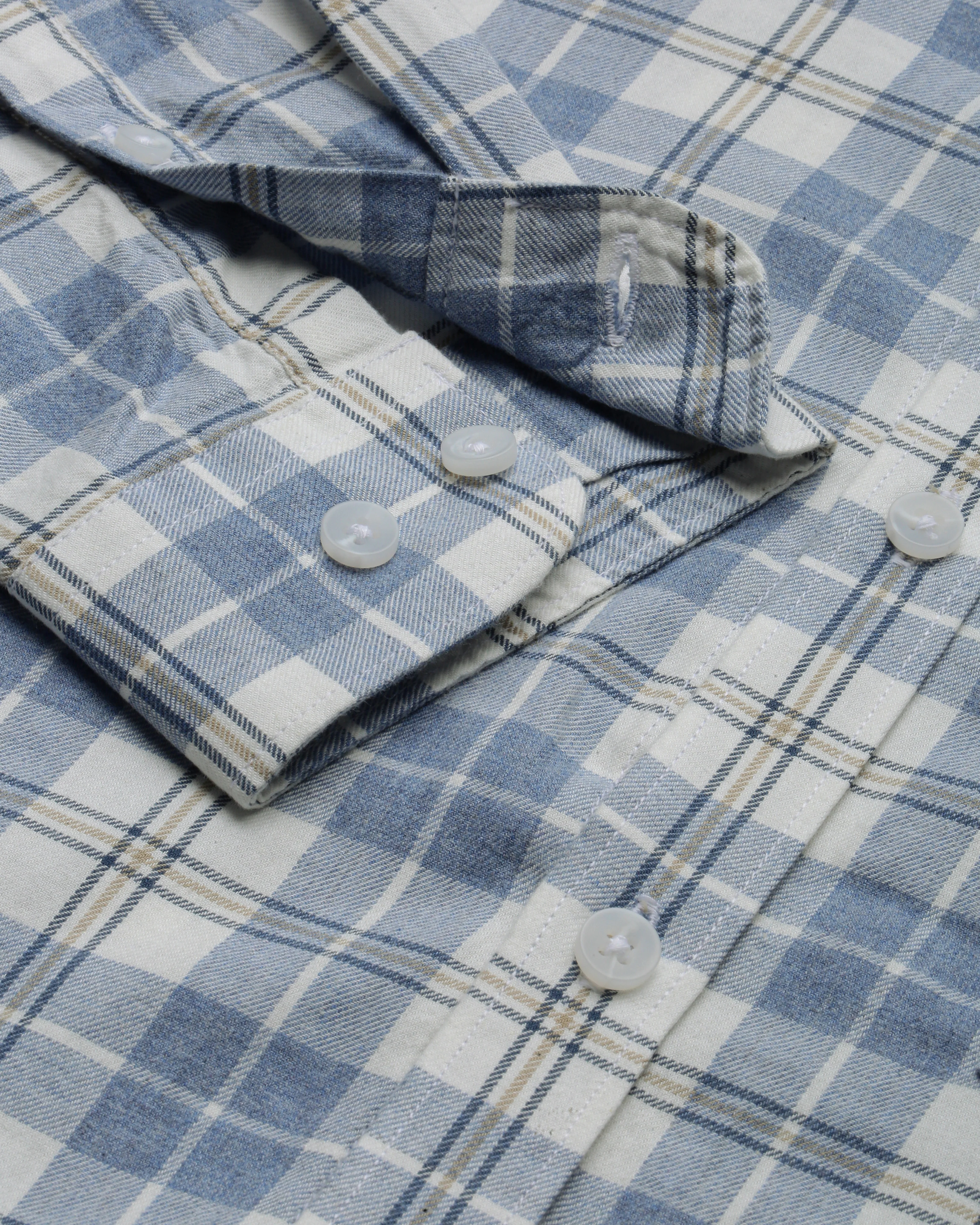 Men Blue Cotton Slim Shirt - Image 6