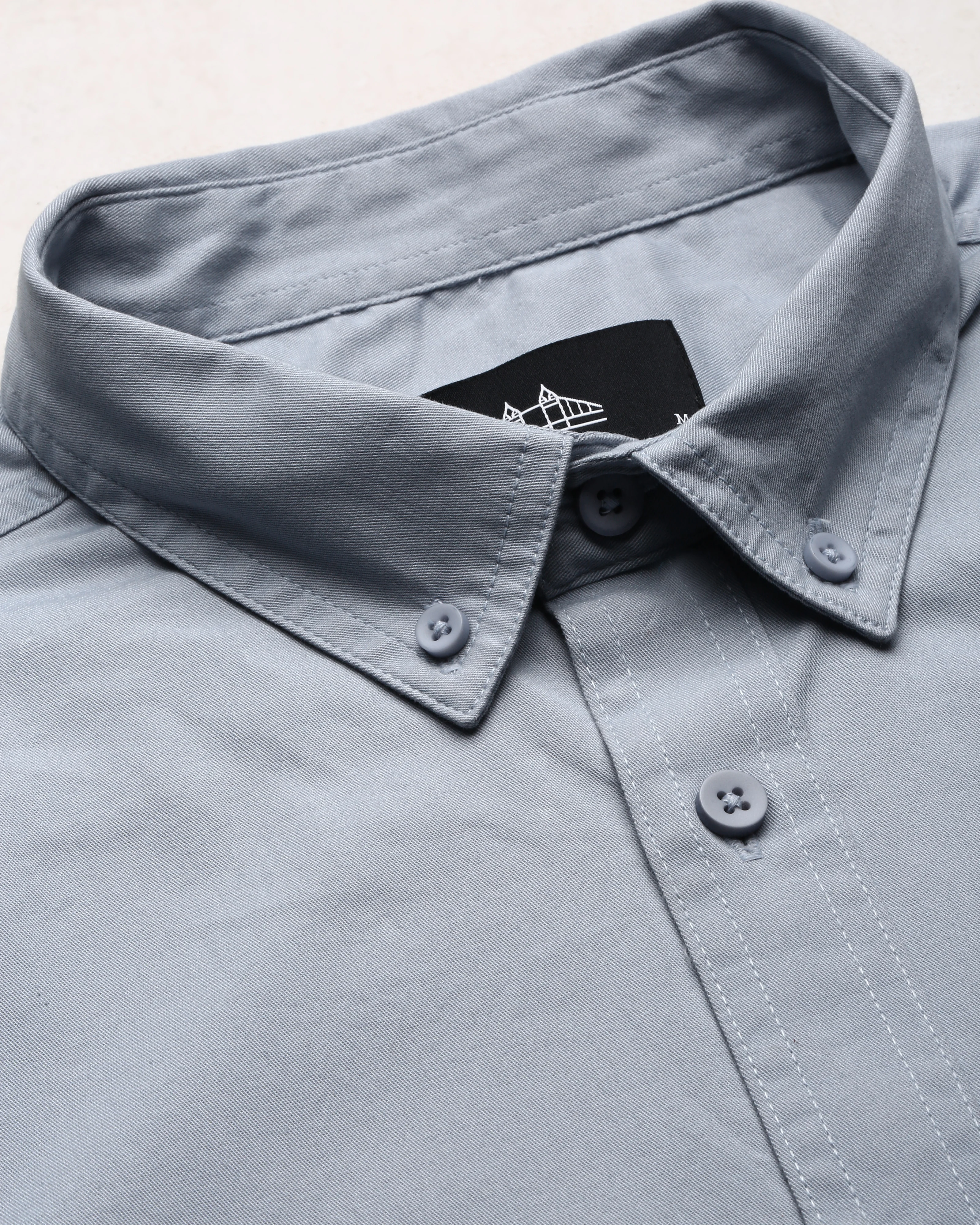 Men Blue Cotton Twill Shirt - Image 8
