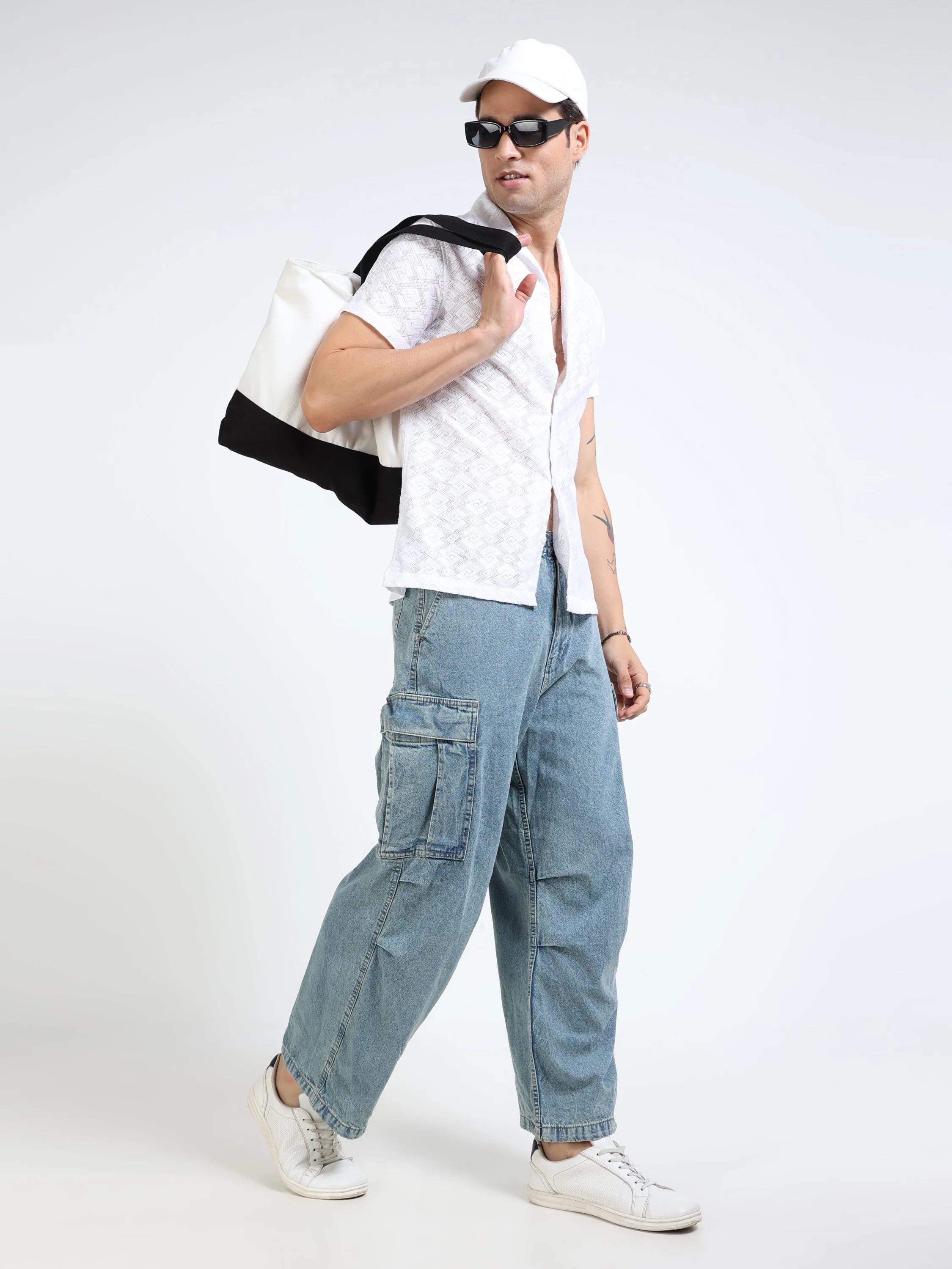 Men Baggy Denim Cargo Pants - Image 2