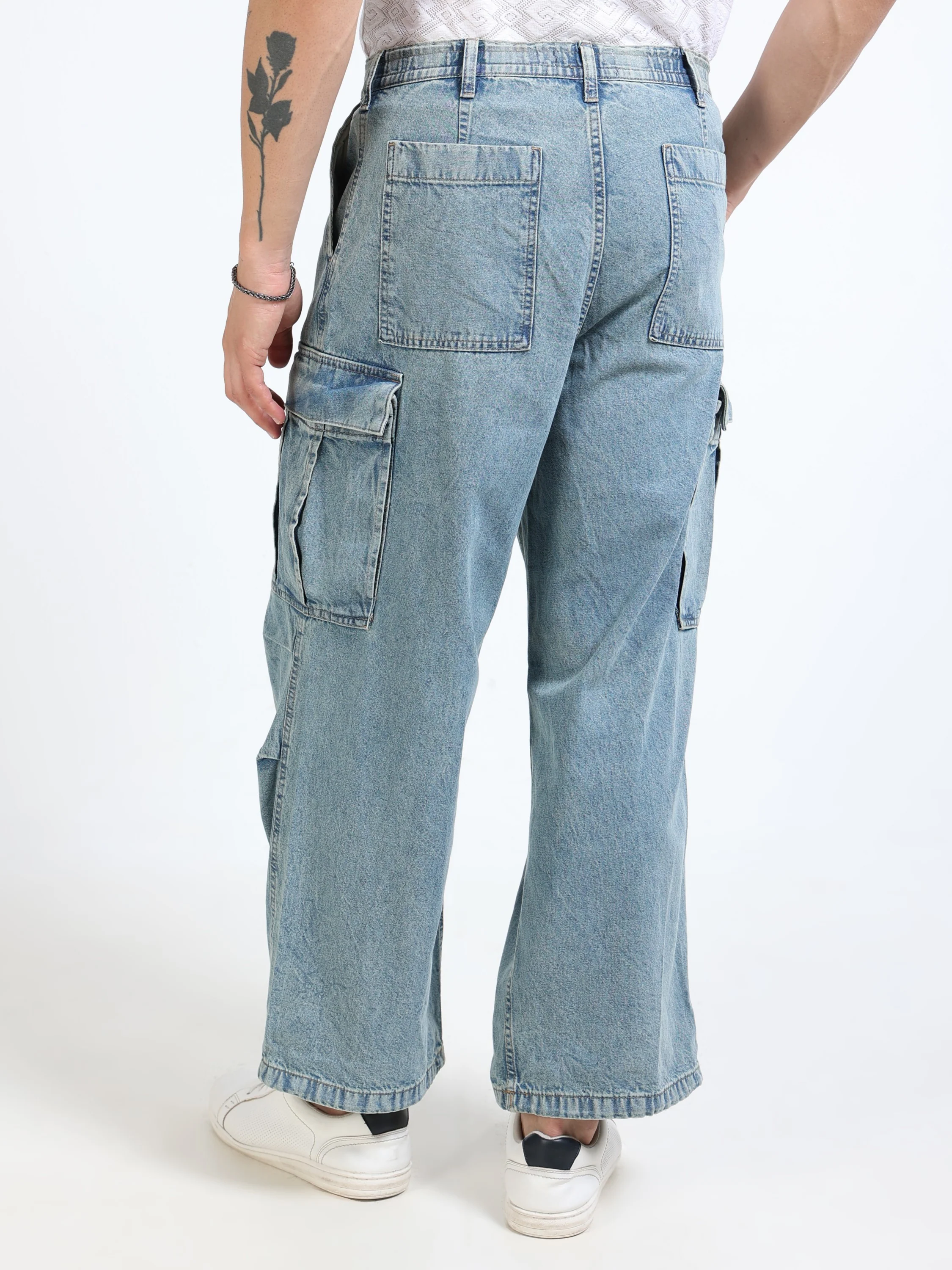 Men Baggy Denim Cargo Pants - Image 3