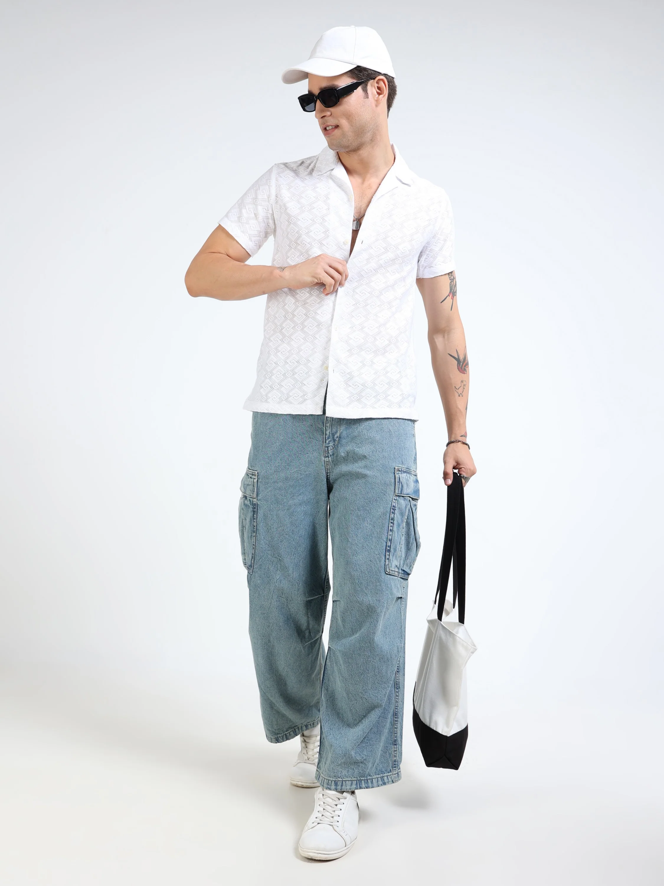 Men Baggy Denim Cargo Pants - Image 7