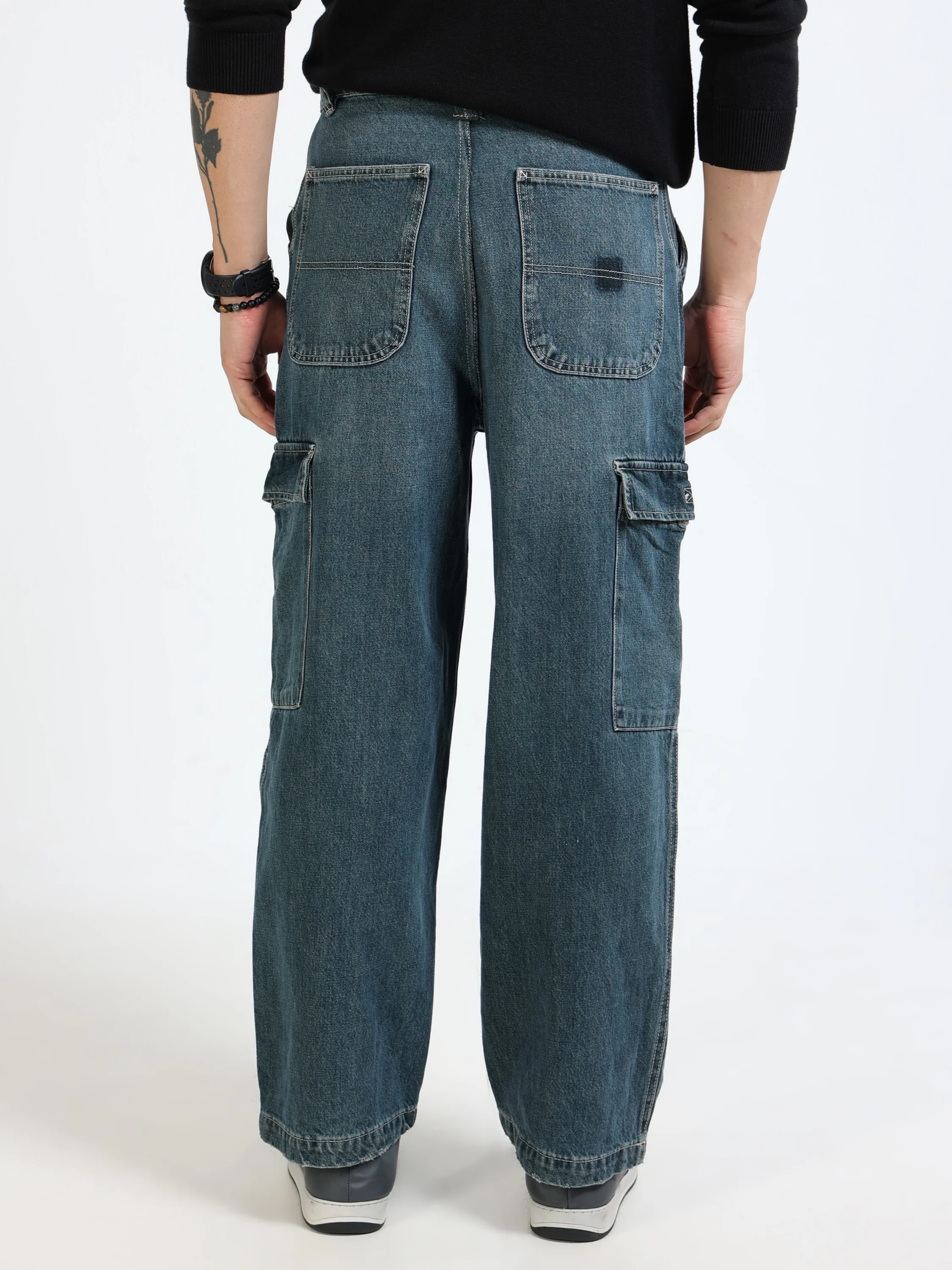 Men Heavy Denin Cargo Pants - Image 5