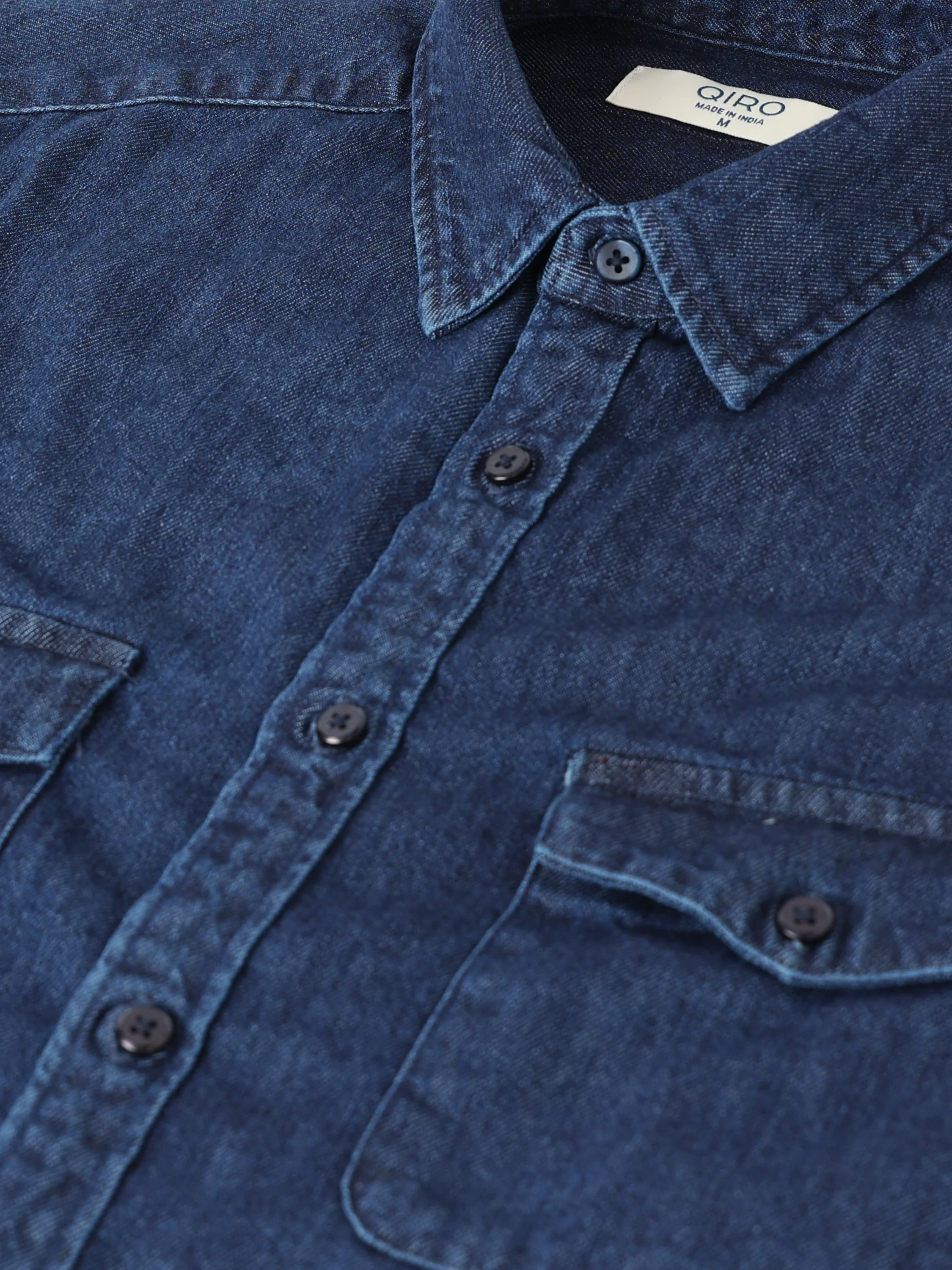 Men Blue Denim Cotton Western Shirt - Image 4