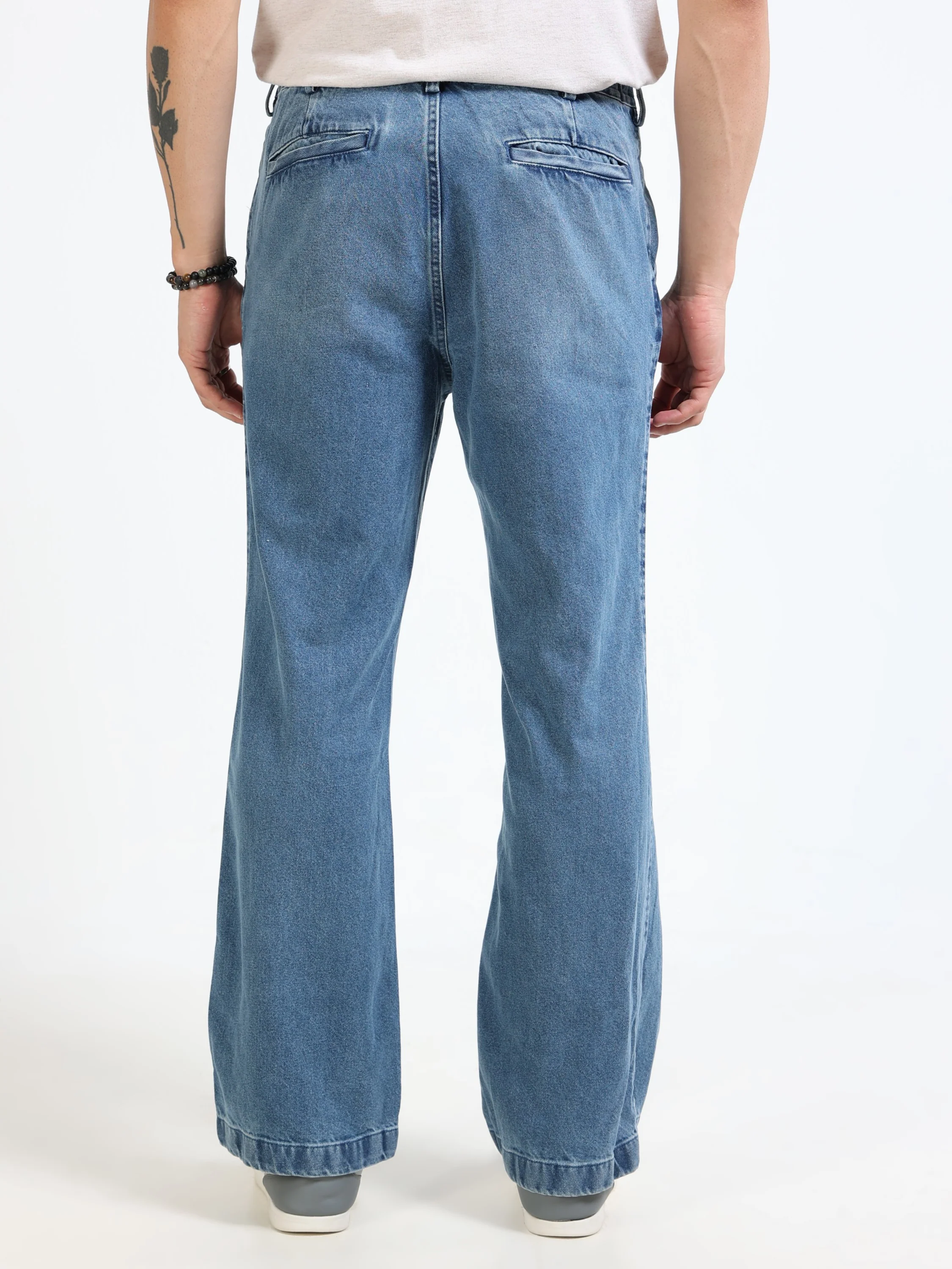 Men Blue Denim Flared Pants - Image 3