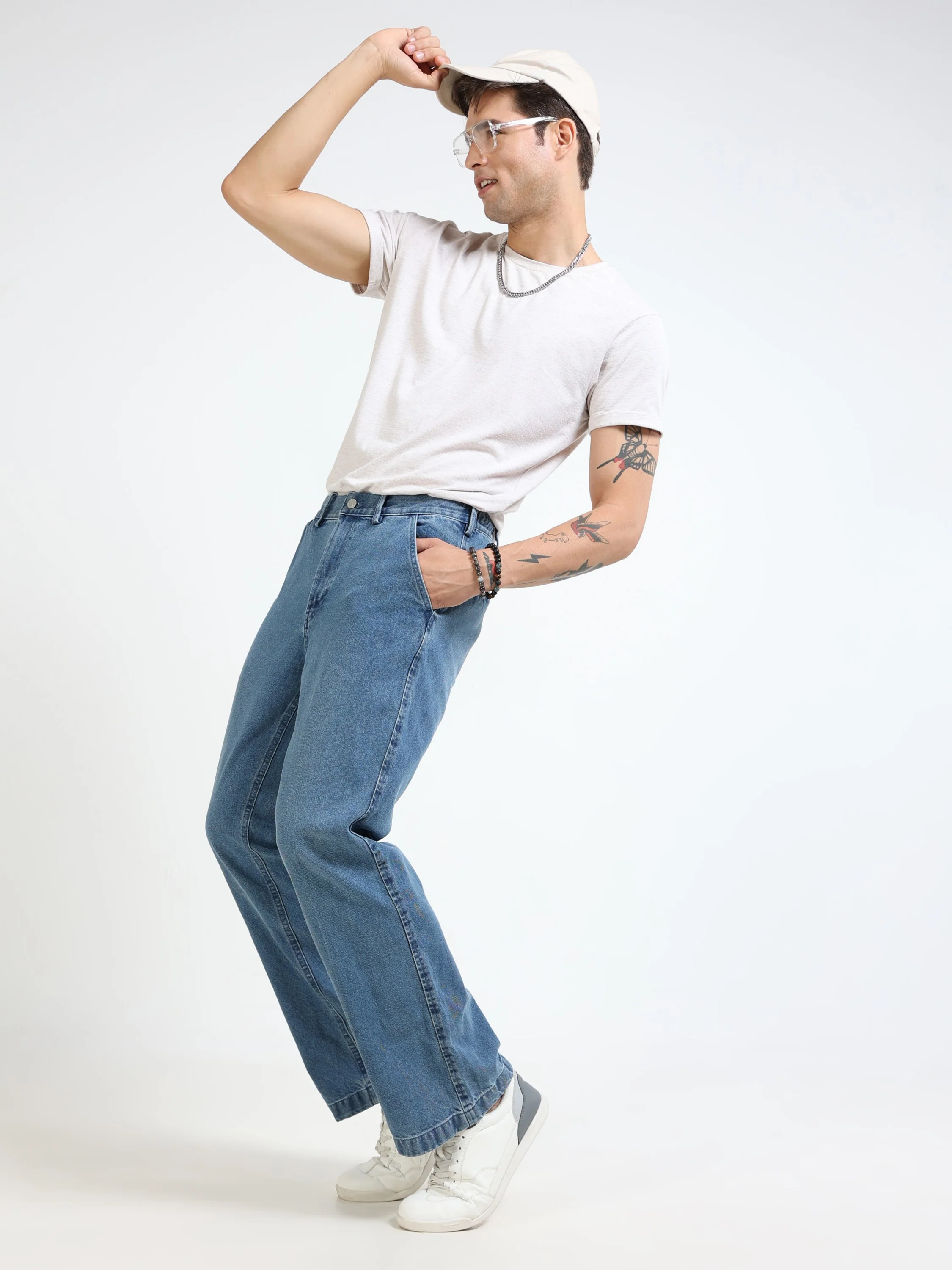 Men Blue Denim Flared Pants - Image 6