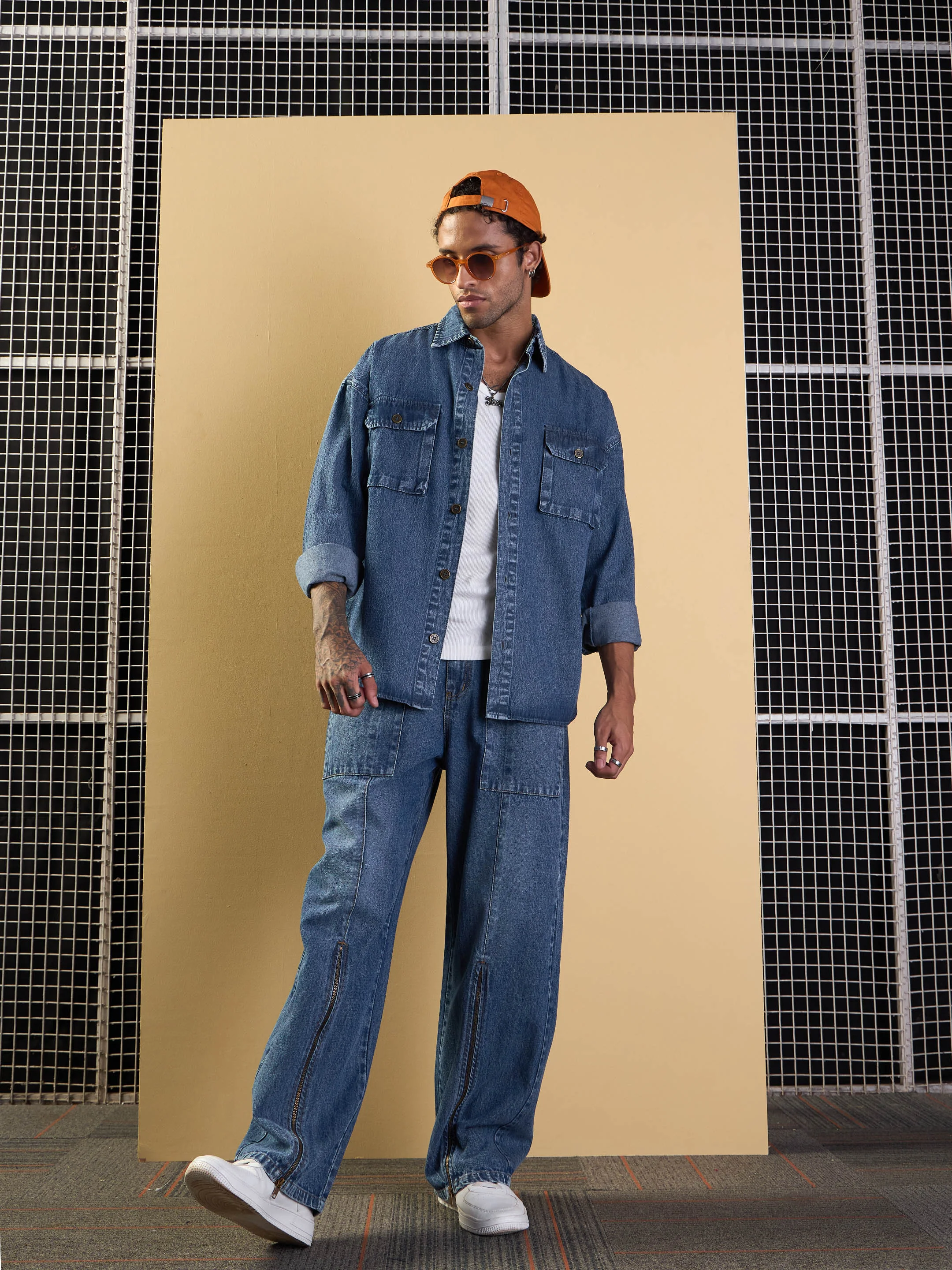 Men Blue Denim Oversized Shacket - Image 4