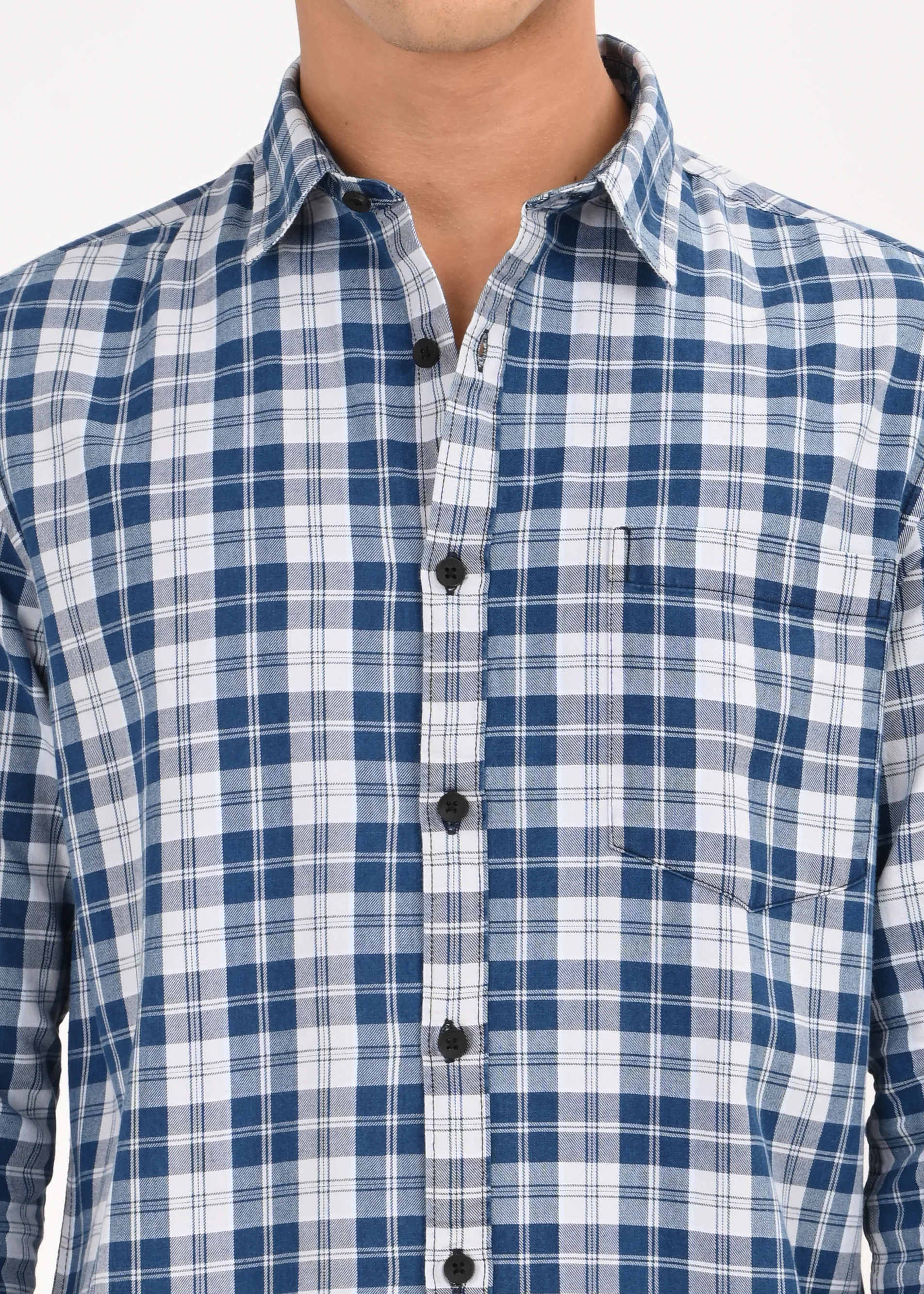 Men Blue Dyed Checked Shirt - Image 9