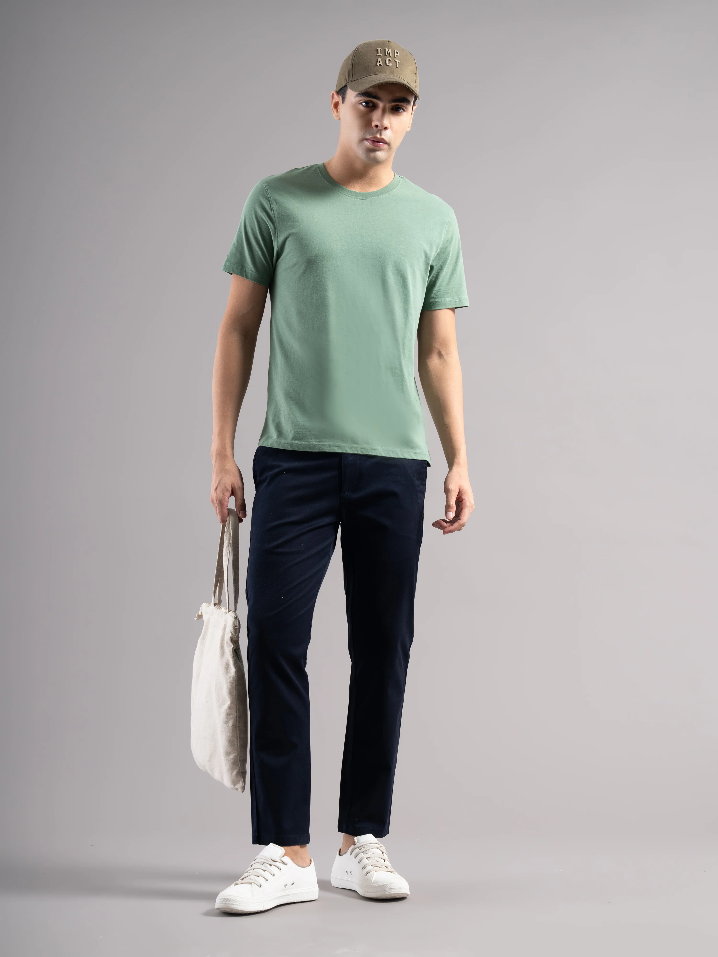 Men Blue Elastic Drawstring Trousers - Image 4