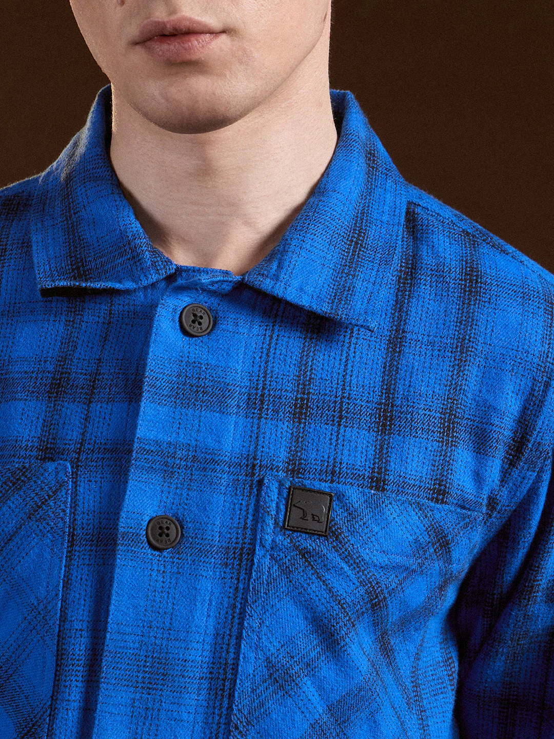 Men Blue Flannel Checked Regular Fit Overshirt - Image 5