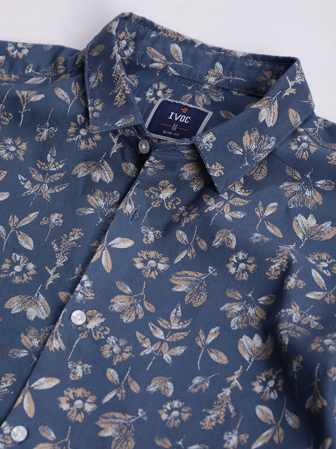 Men Blue Floral Printed Shirt - Image 6