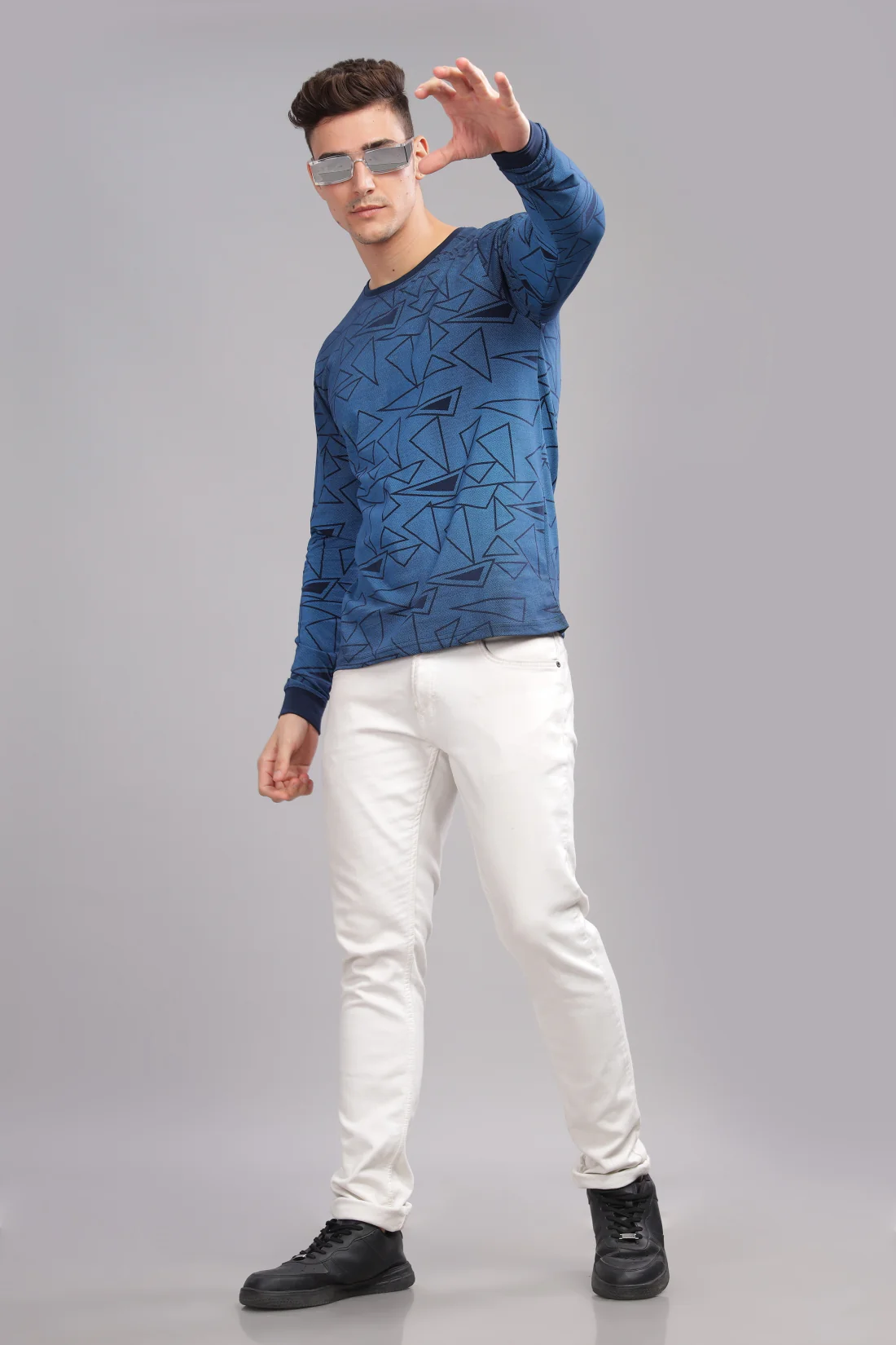 Men Blue Full Sleeve T-Shirt - Image 2