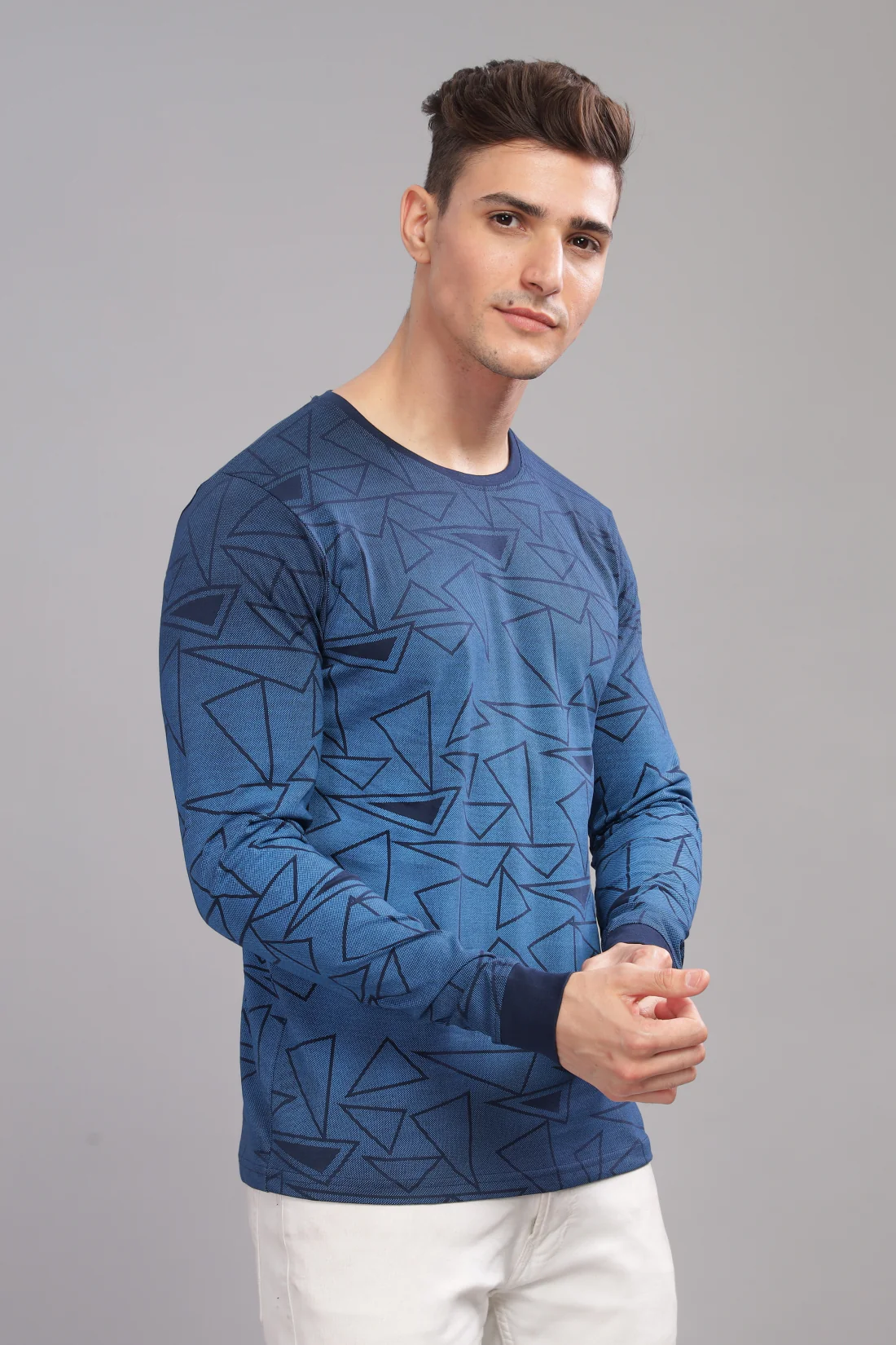 Men Blue Full Sleeve T-Shirt - Image 3