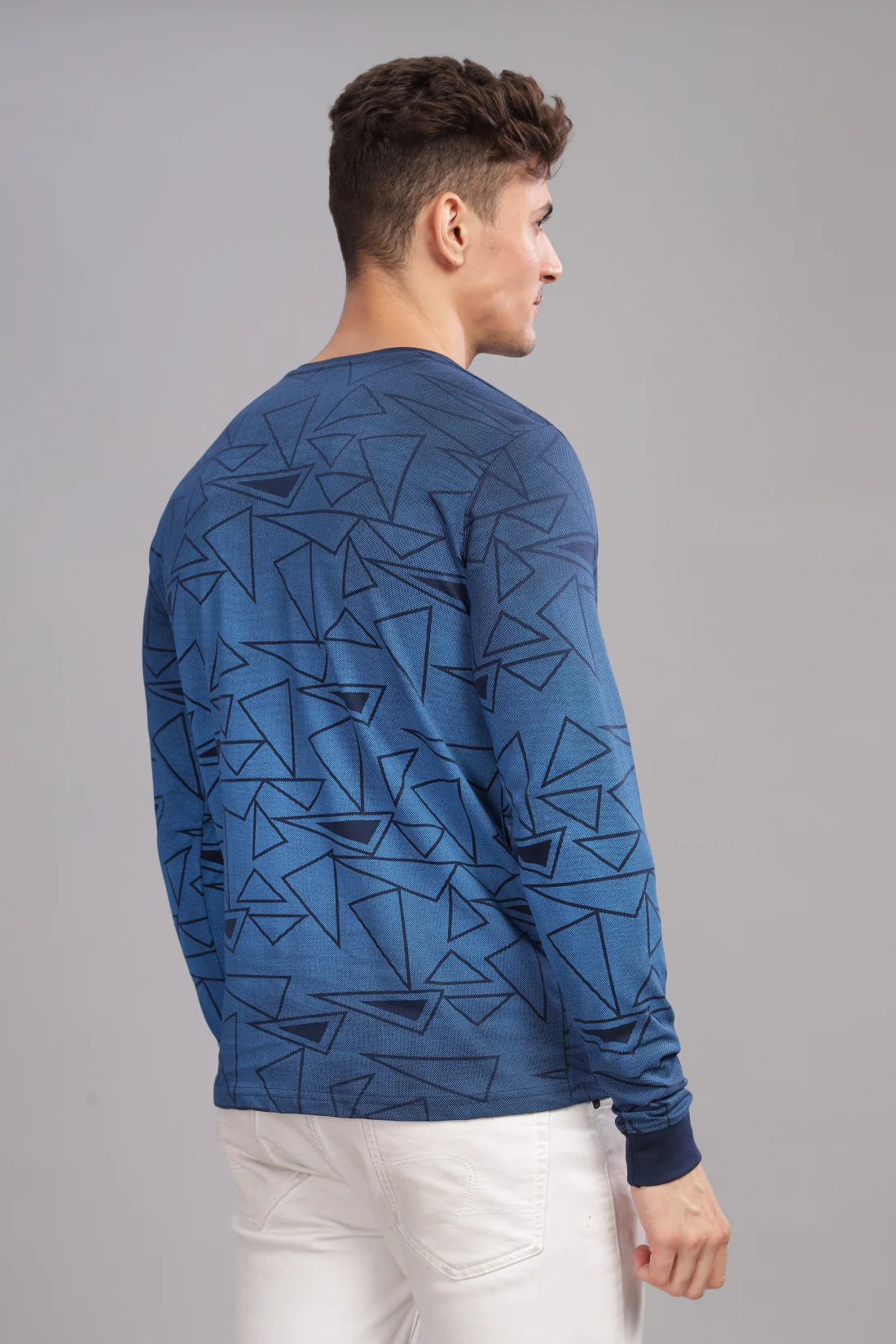 Men Blue Full Sleeve T-Shirt - Image 4